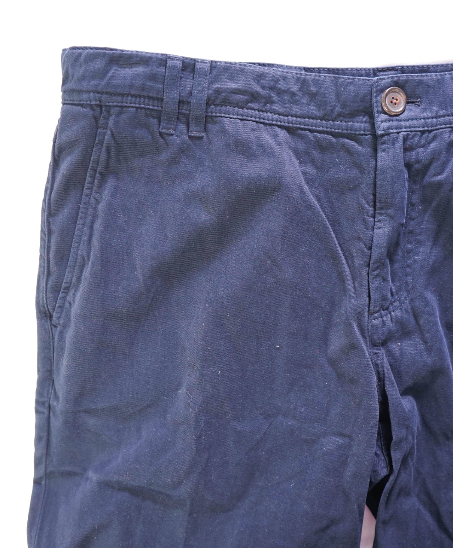 $695 BRUNELLO CUCINELLI - Navy Blue Cotton Trousers - 36W