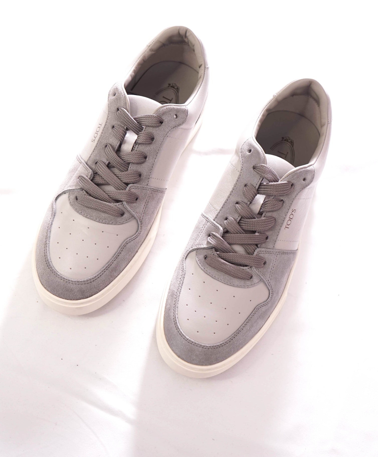 $990 TOD'S - Gray Leather/Suede Sneakers - US 10 (9UK)