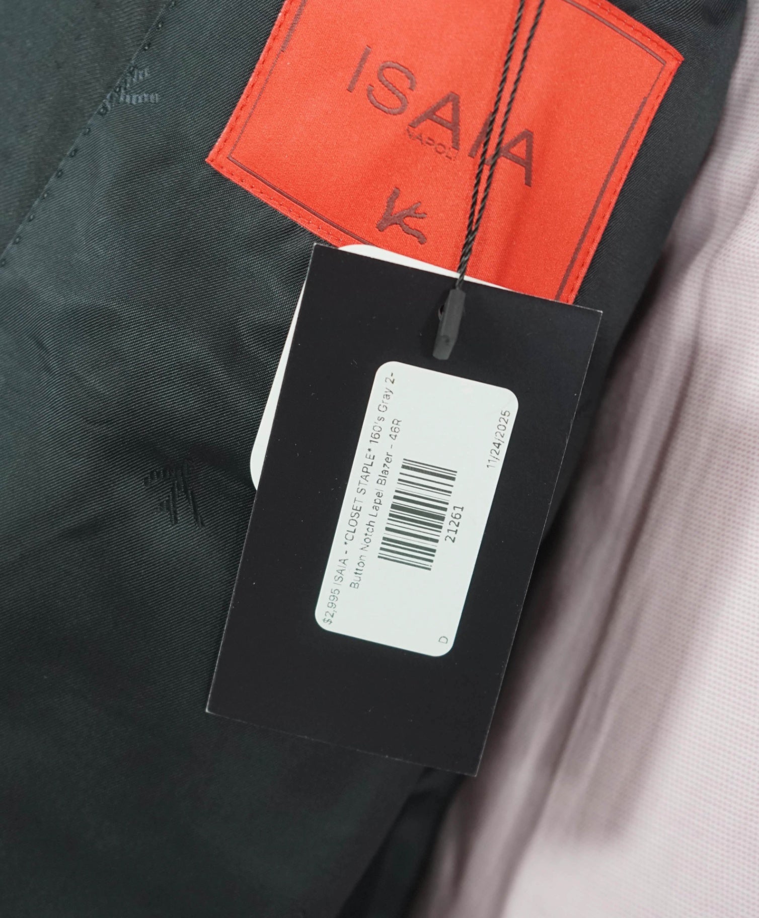 $2,995 ISAIA - *CLOSET STAPLE* 160's Black Notch Lapel Blazer - 46R