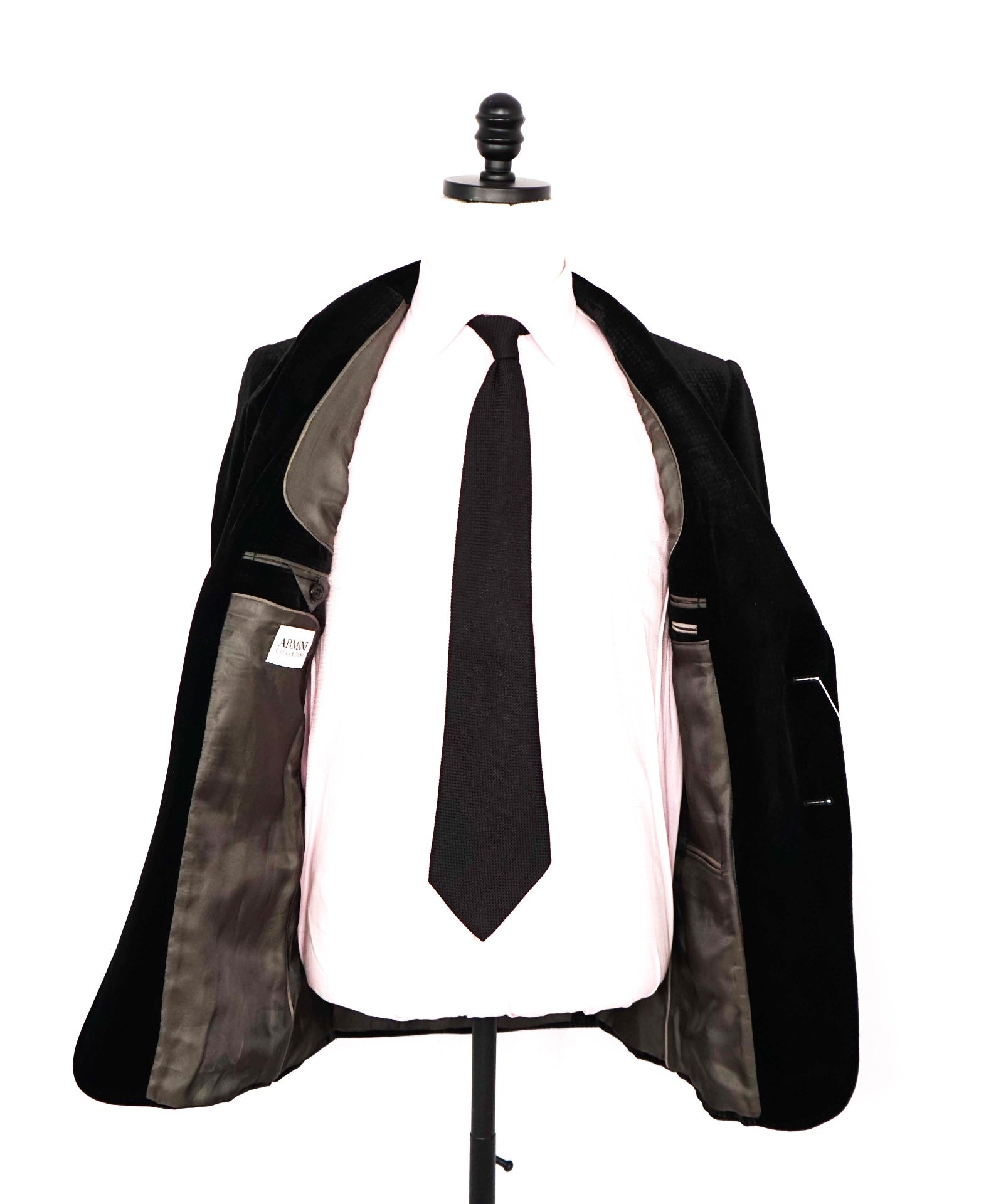 $2195 ARMANI COLLEZIONI - Textured Black Velvet Blazer - 36R