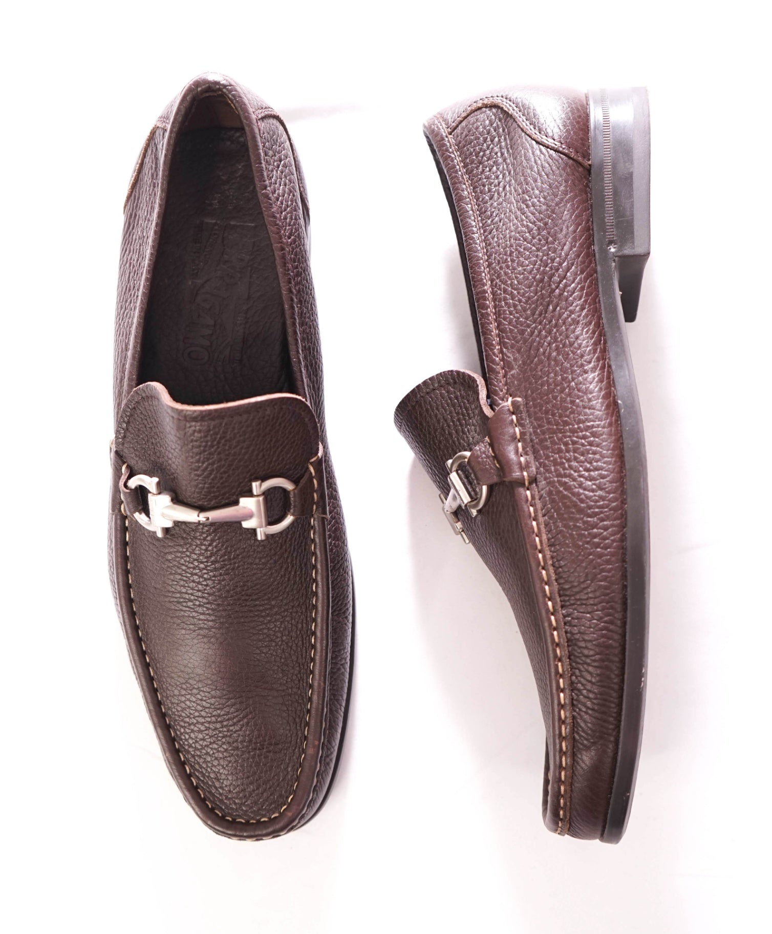 $895 FERRAGAMO - "MAGNIFICO" Brown Leather Loafers - 9.5 EE
