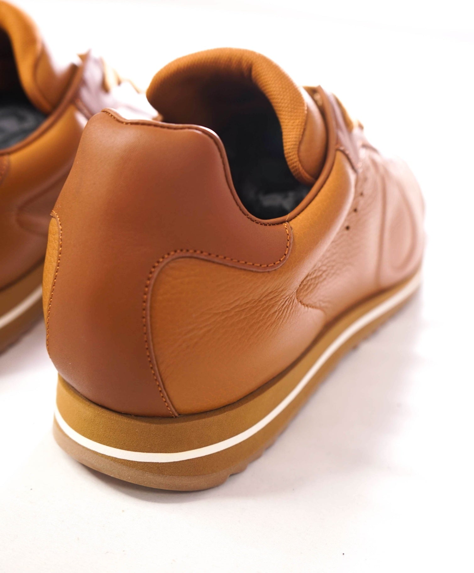 $750 FERRAGAMO - 70's Inspired Brown Leather Sneakers - 10 M