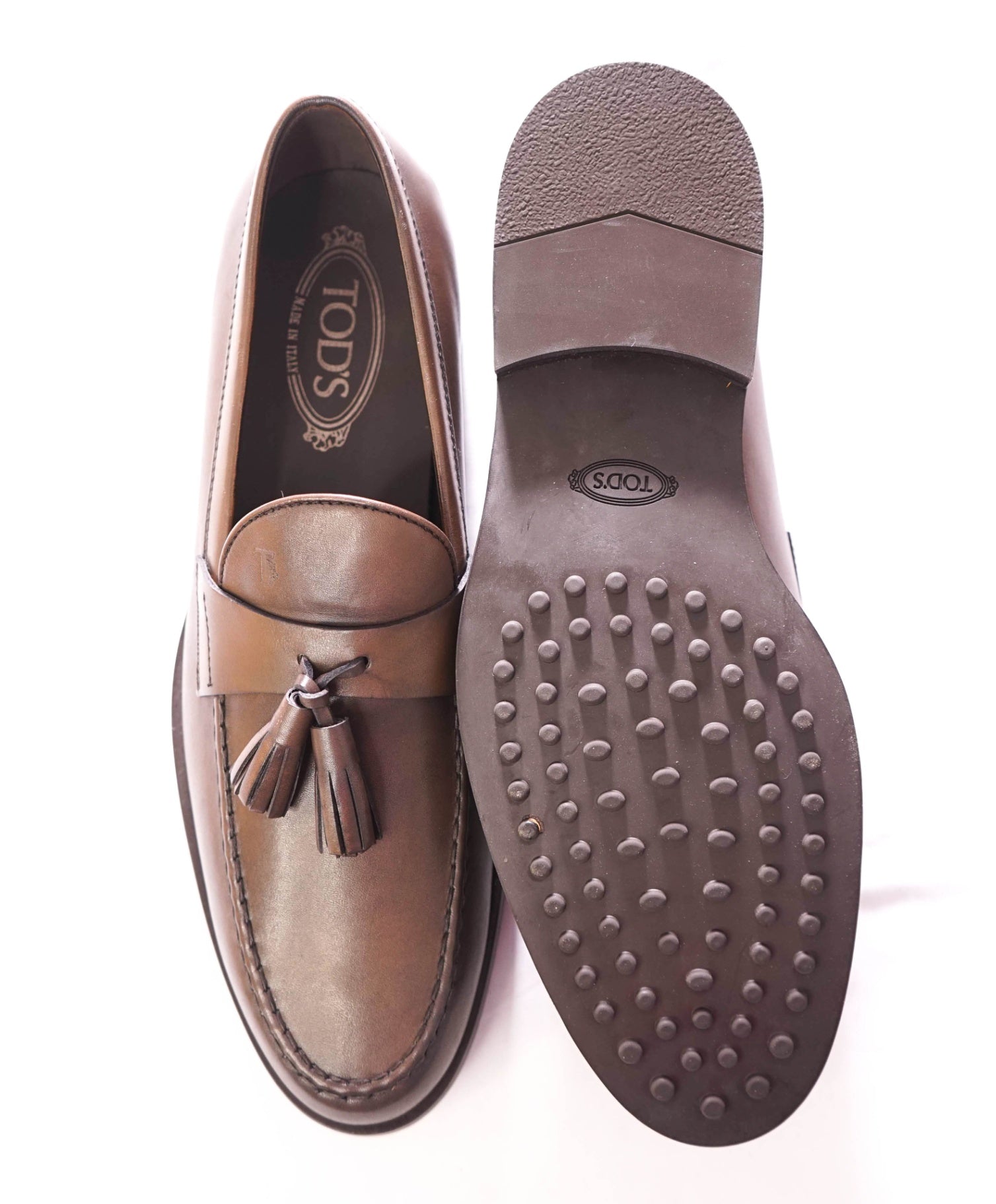 $675 TOD'S - Brown BOSTON Leather Tassel Loafers - US 10 (UK9)