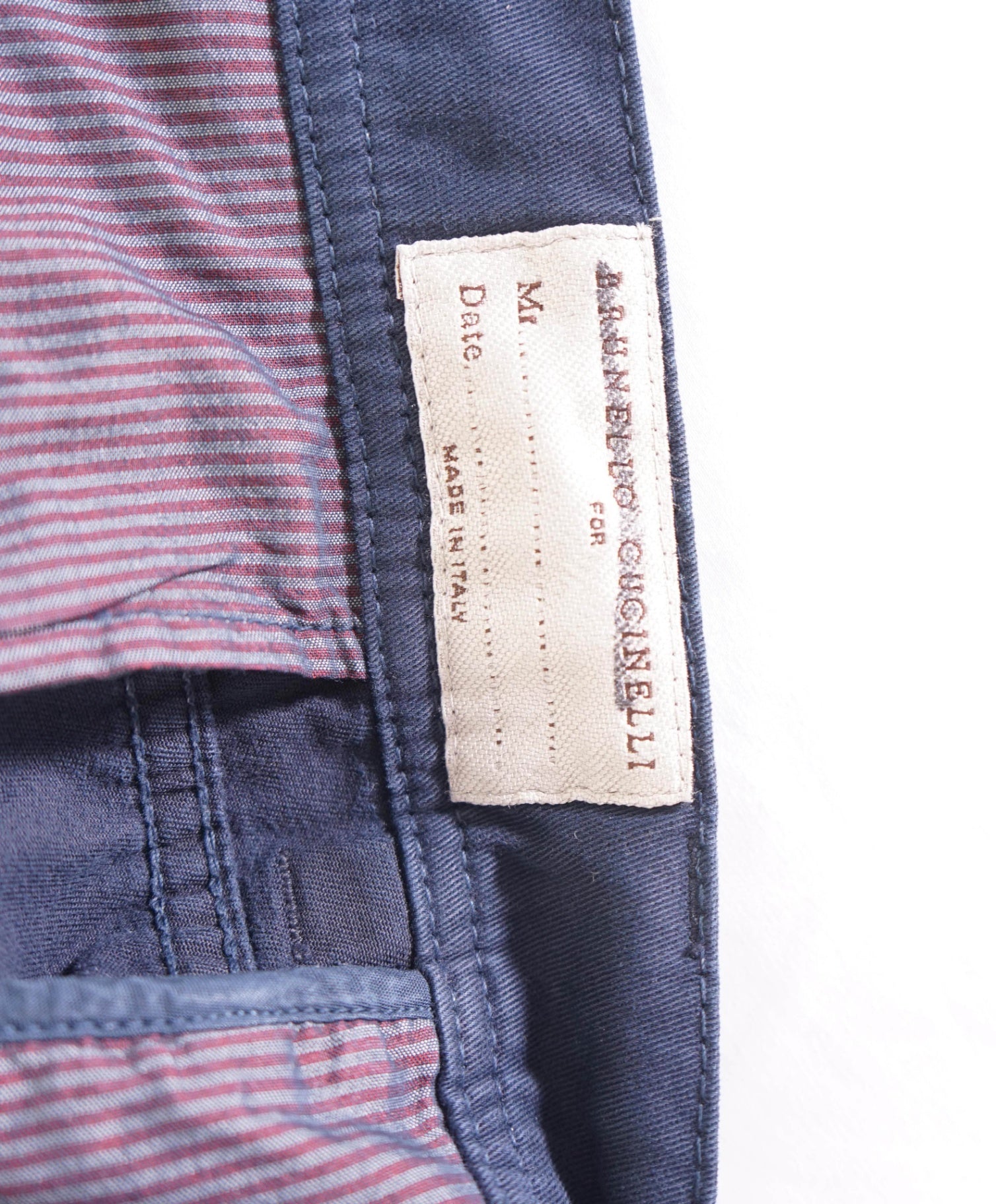 $695 BRUNELLO CUCINELLI - Navy Blue Cotton Trousers - 36W
