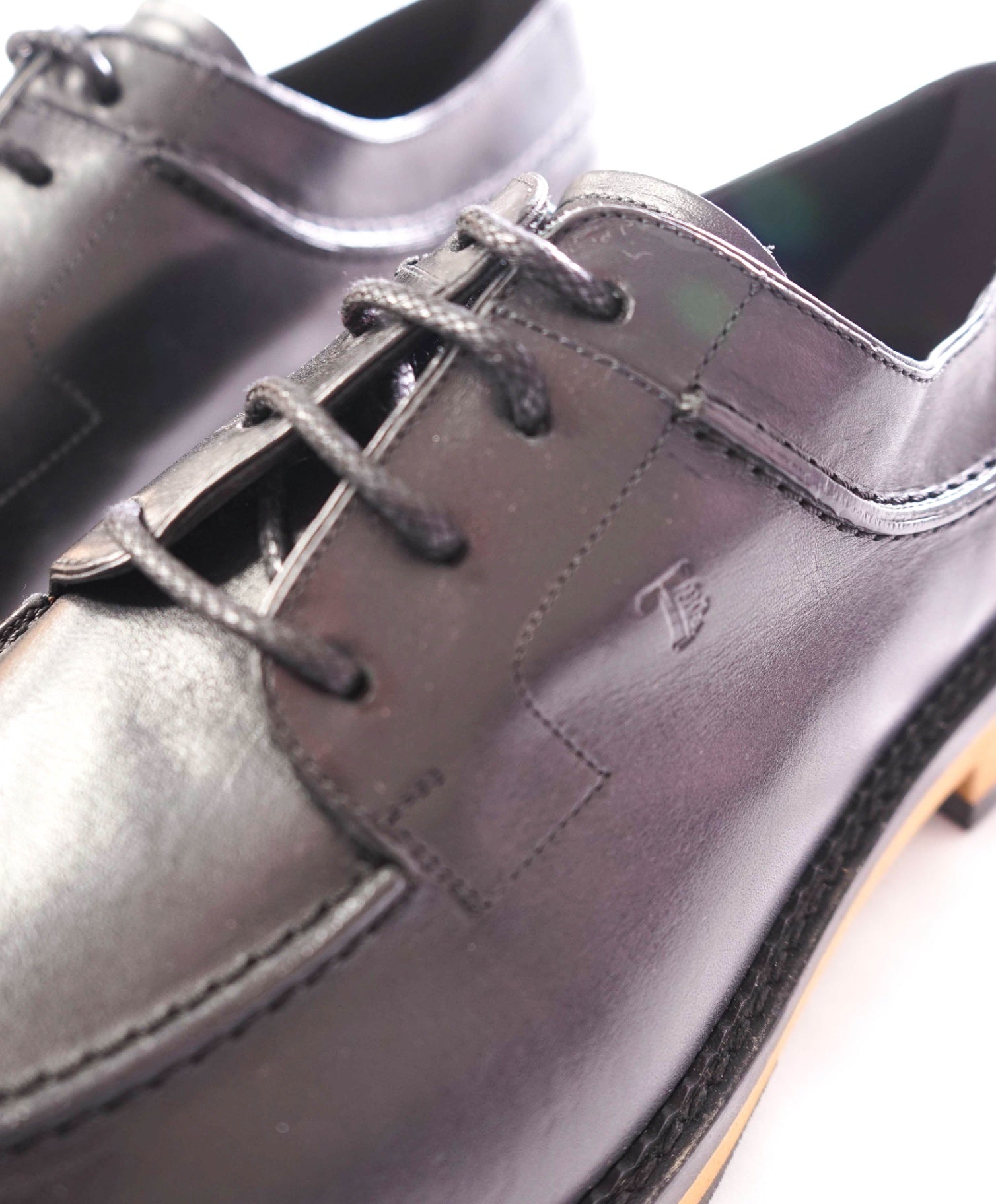 $985 TOD'S - Black Leather LUG SOLE Derby - US 11 (UK10)