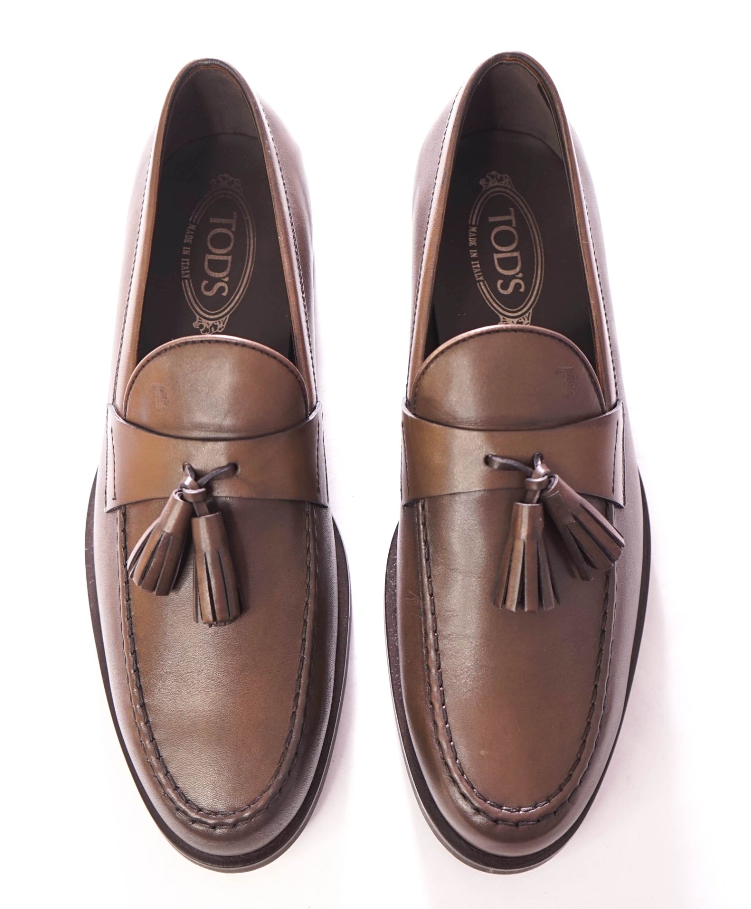 $675 TOD'S - Brown BOSTON Leather Tassel Loafers - US 10 (UK9)