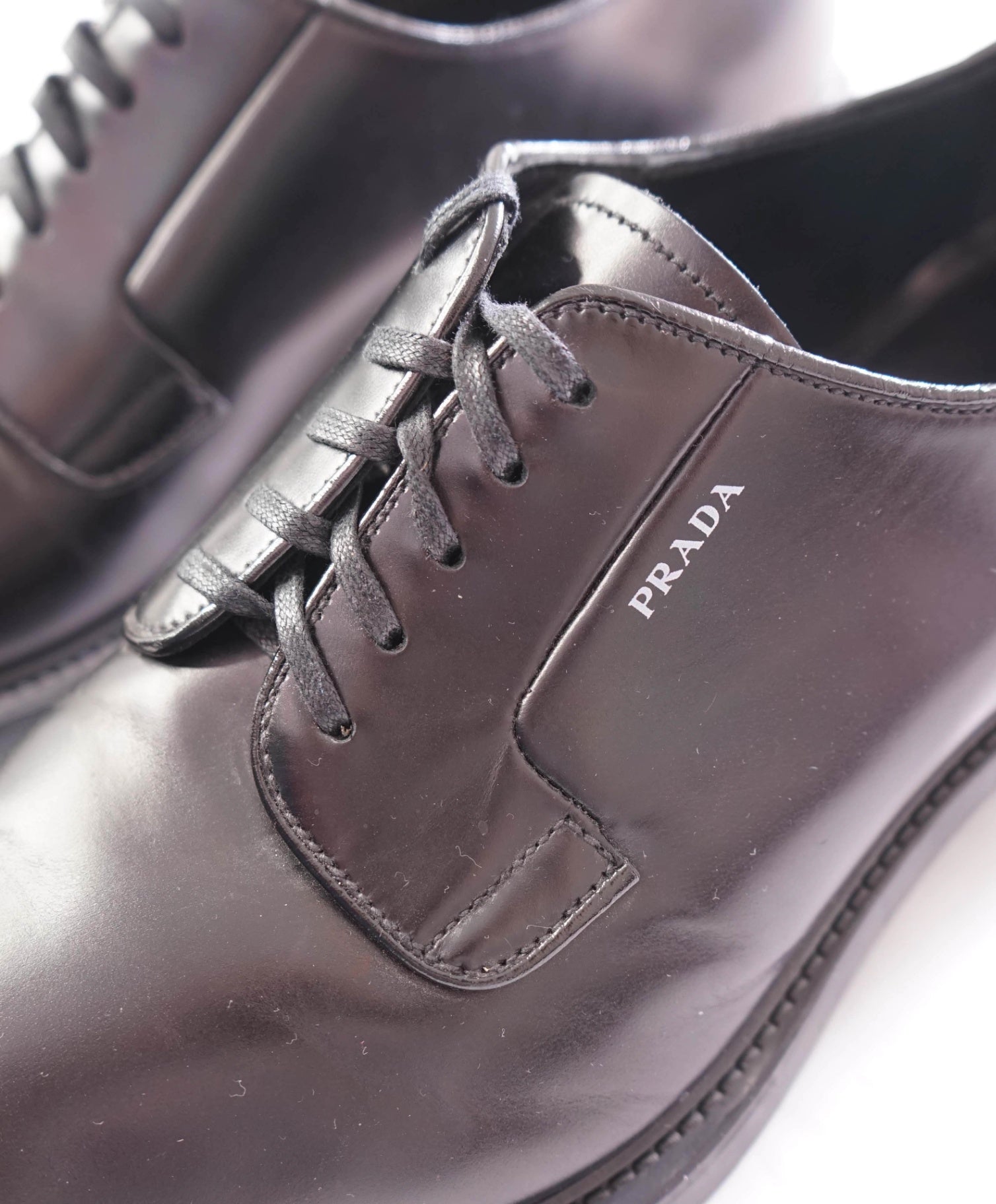 $1,150 PRADA - Black Leather Lug-Sole Derby - US 12 (UK11)