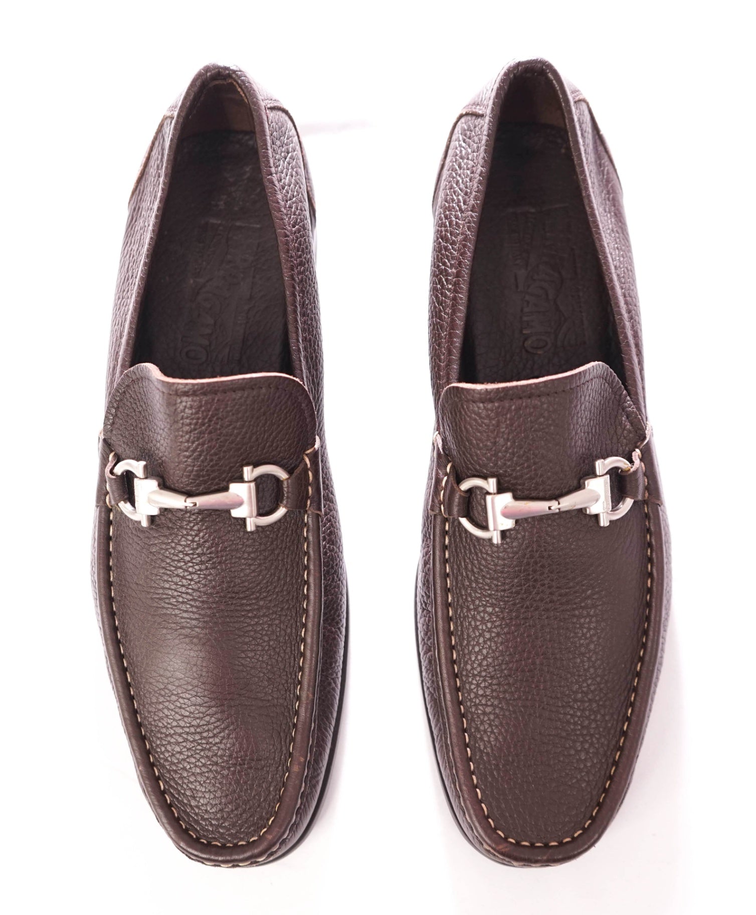 $895 FERRAGAMO - "MAGNIFICO" Brown Leather Loafers - 9.5 EE