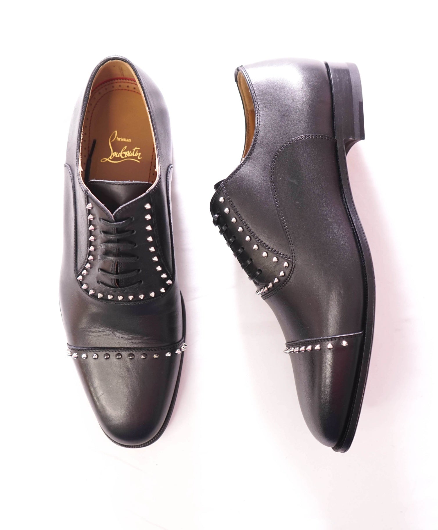 $1,200 CHRISTIAN LOUBOUTIN - *CLOOCLOO* Black Spike Oxfords -  US 9 (42EU)