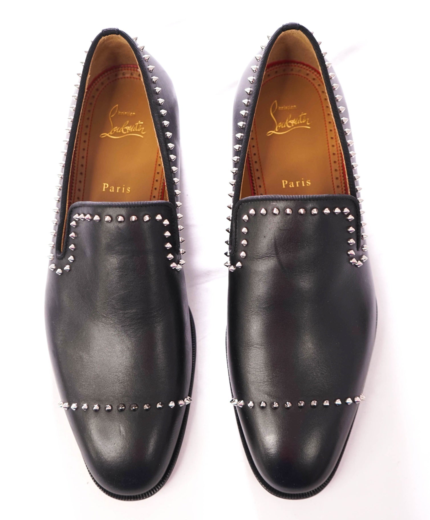 $1,200 CHRISTIAN LOUBOUTIN - *DANDY CLOO* Black Spike Loafers - US 9.5 (EU42.5)