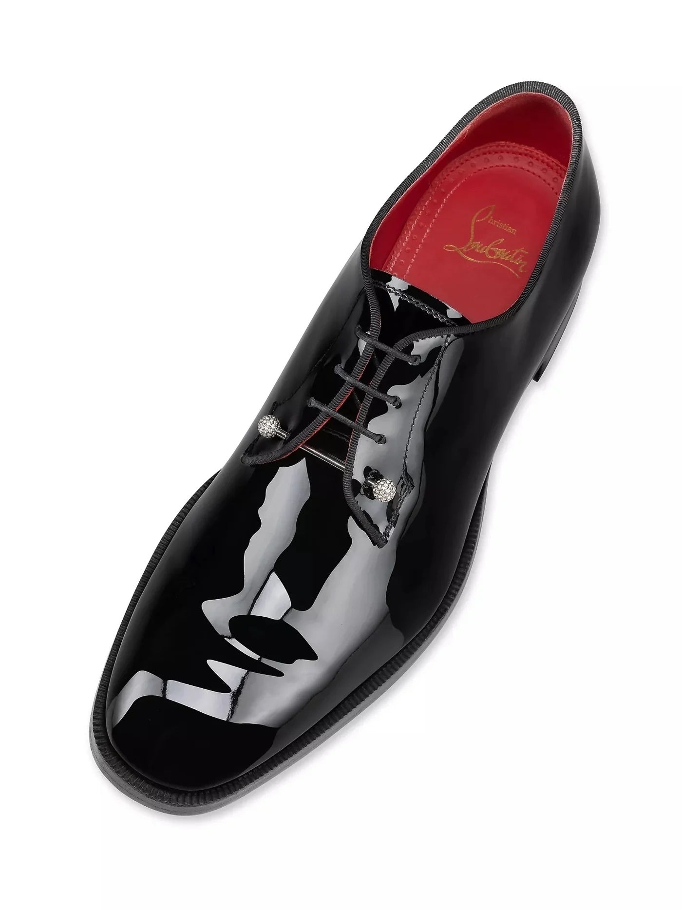 $1,295 CHRISTIAN LOUBOUTIN  - *CHAMBELIMOC NIGHT STRASS* Black Patent Leather Loafers - US 10 (43EU)