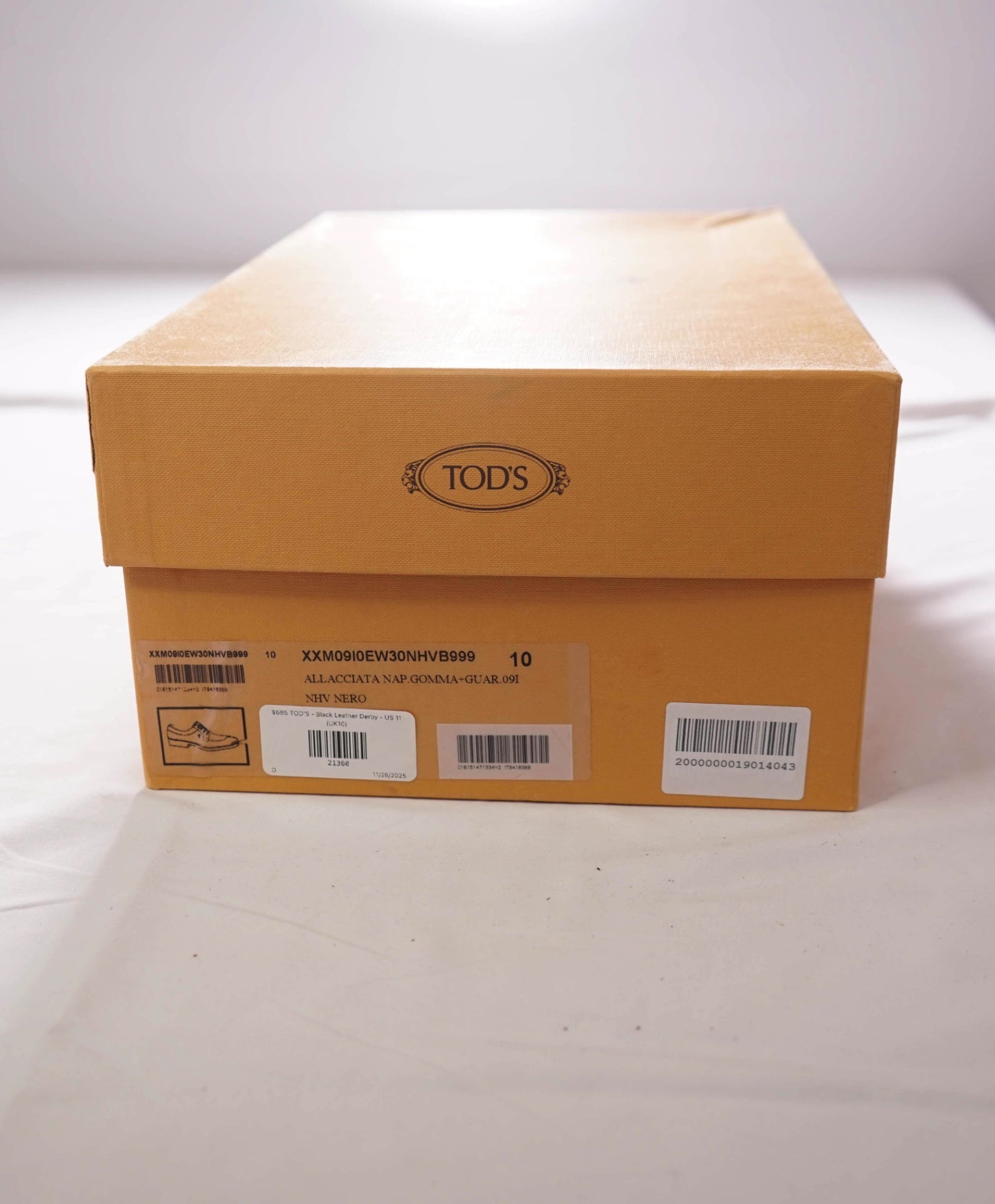 $985 TOD'S - Black Leather LUG SOLE Derby - US 11 (UK10)