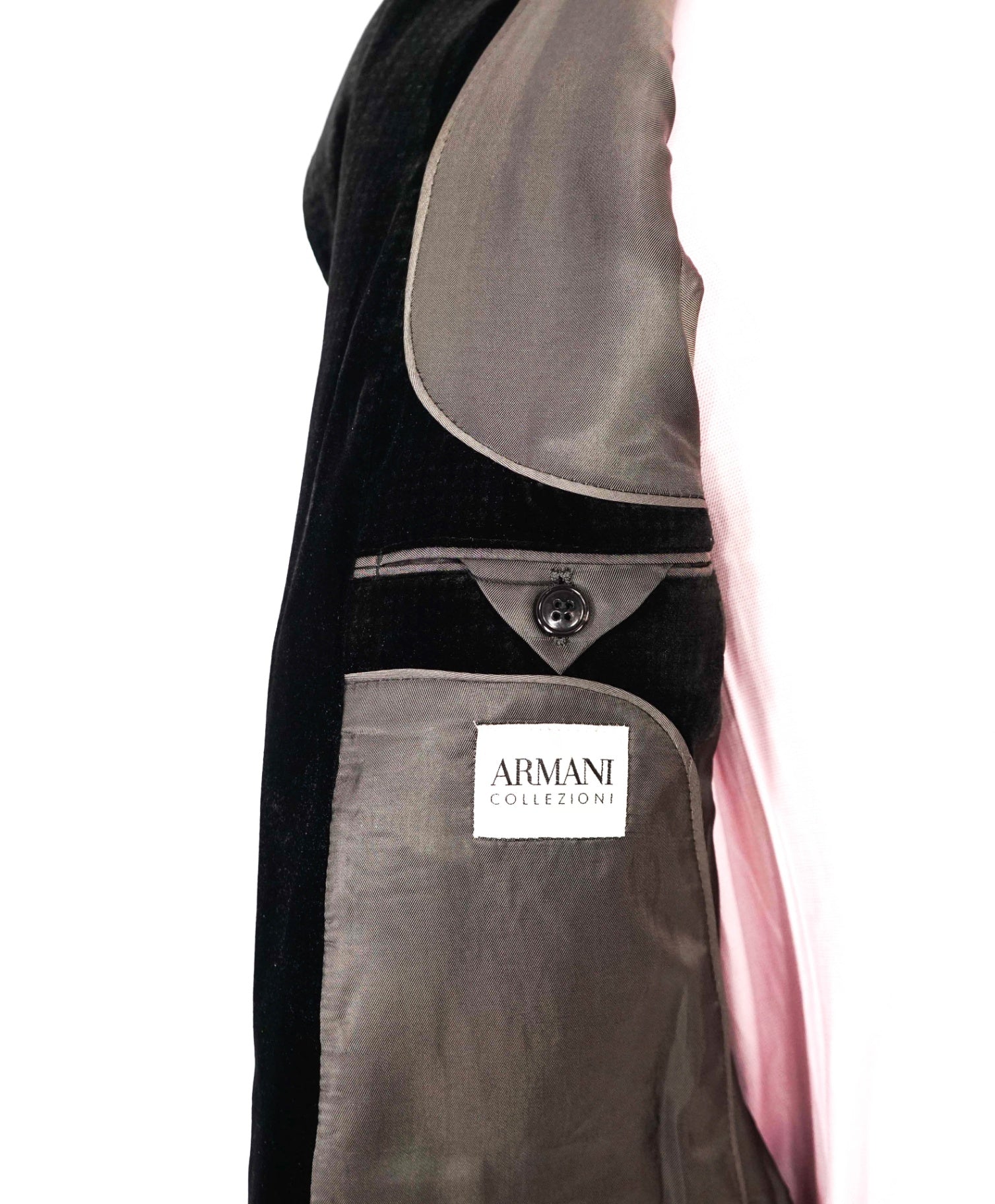 $2195 ARMANI COLLEZIONI - Textured Black Velvet Blazer - 36R