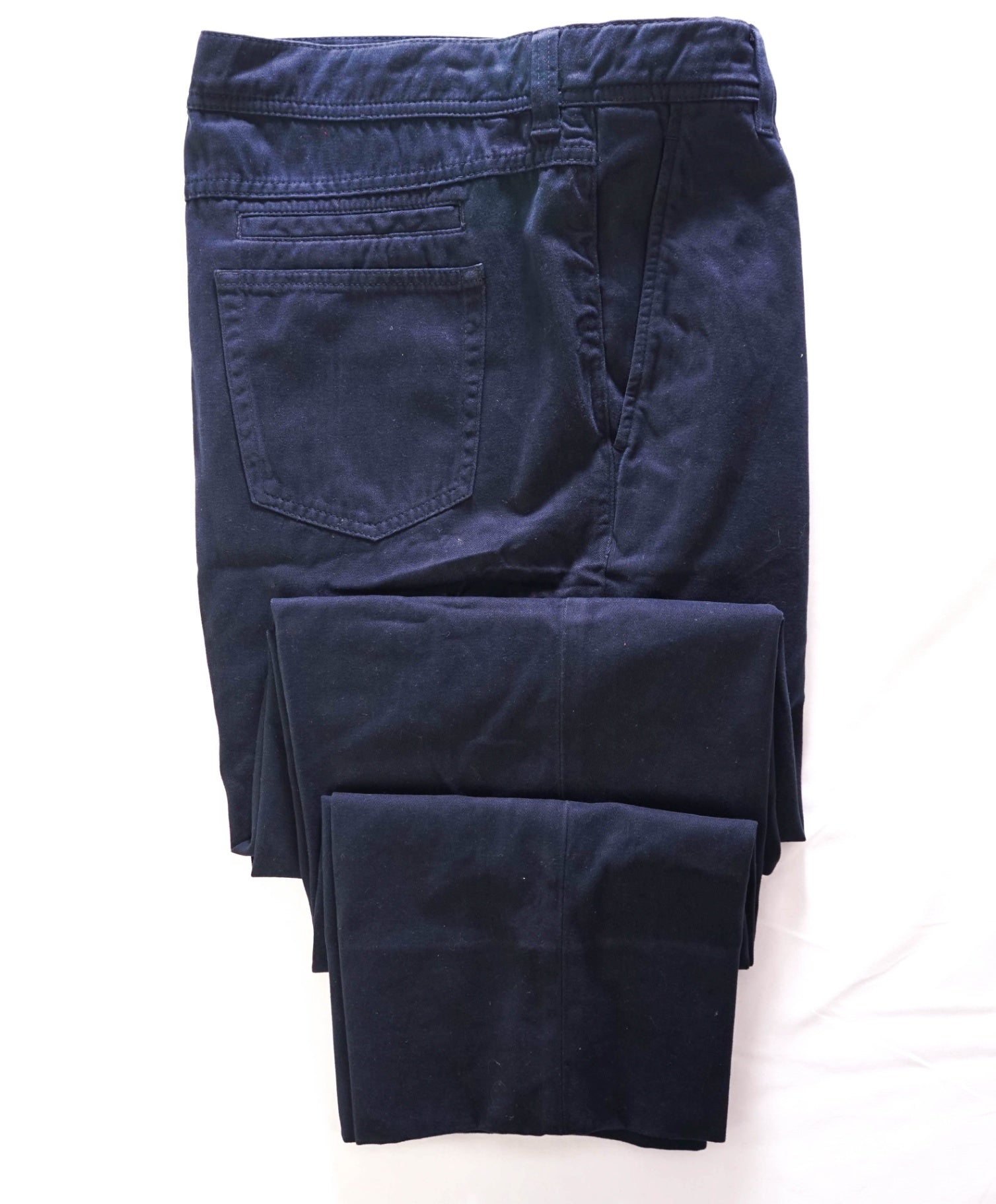 $695 BRUNELLO CUCINELLI - Navy Blue Cotton Trousers - 36W