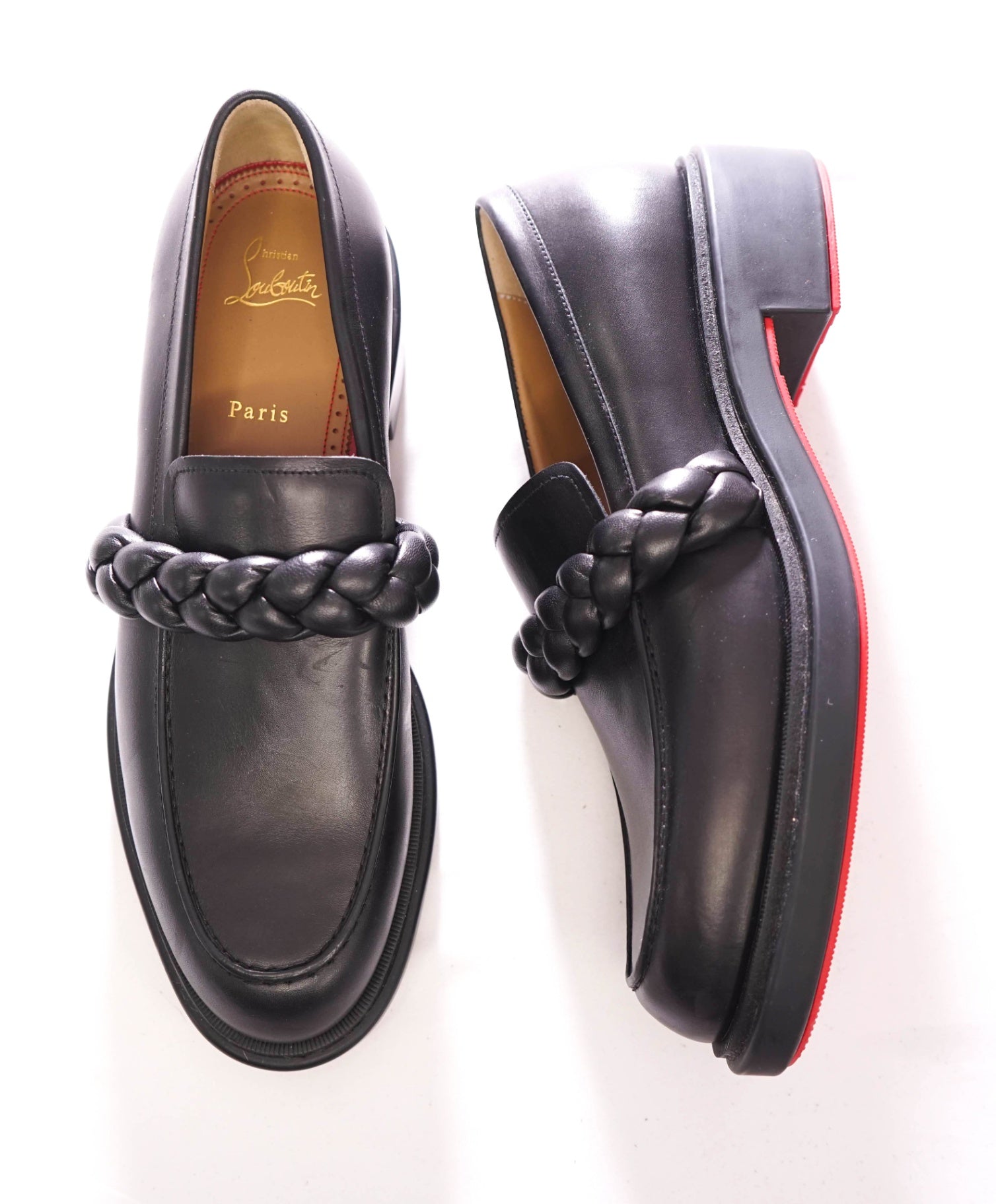 $1,095 Christian Louboutin - "URBINO" Mock Braid Loafers - US 10 (43EU)