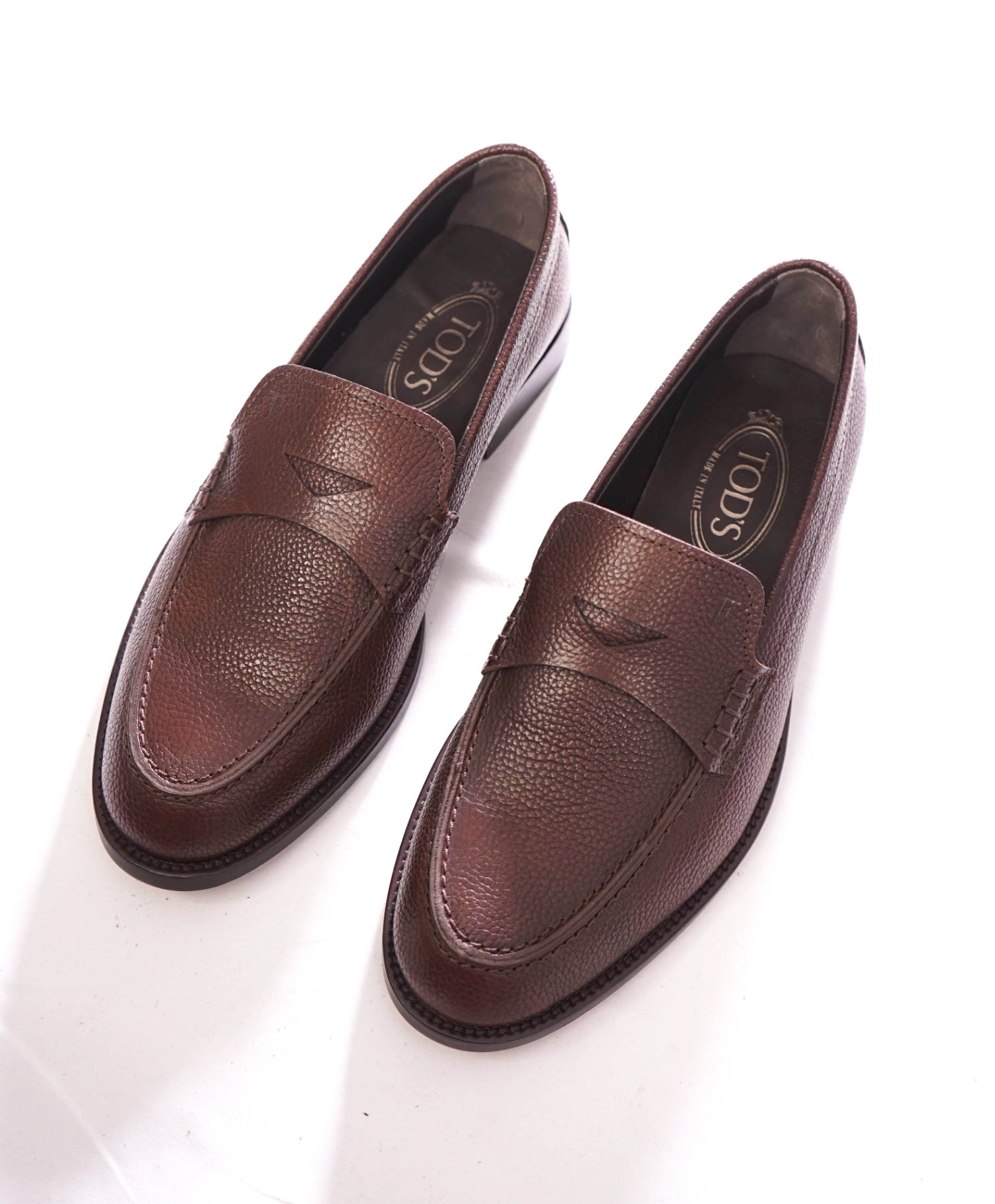 $925 TOD'S - Brown Pebble Leather "HAMILTON" Loafers - US 8 (7UK)