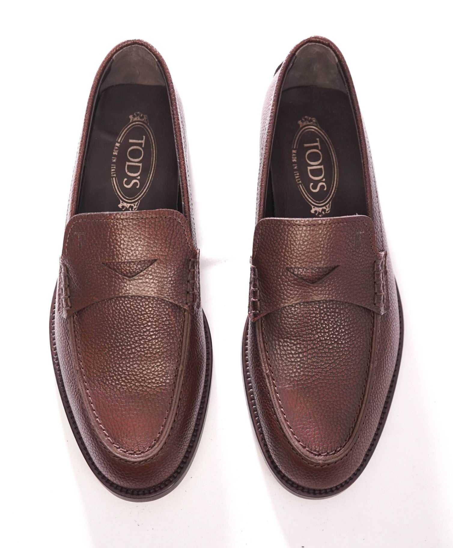 $925 TOD'S - Brown Pebble Leather "HAMILTON" Loafers - US 8 (7UK)