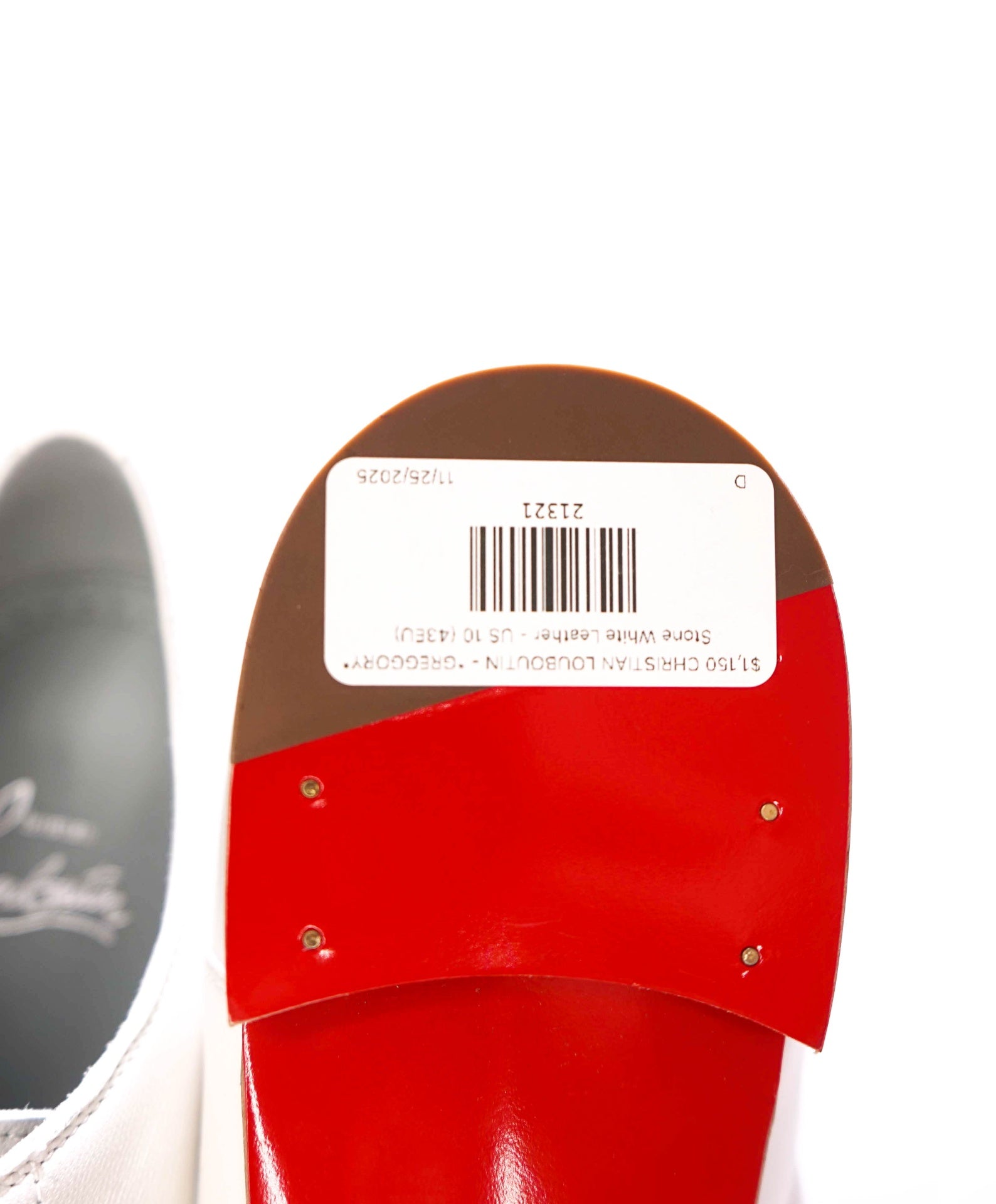 $1,150 CHRISTIAN LOUBOUTIN - *GREGGO* Stone White Leather - US 10 (43EU)