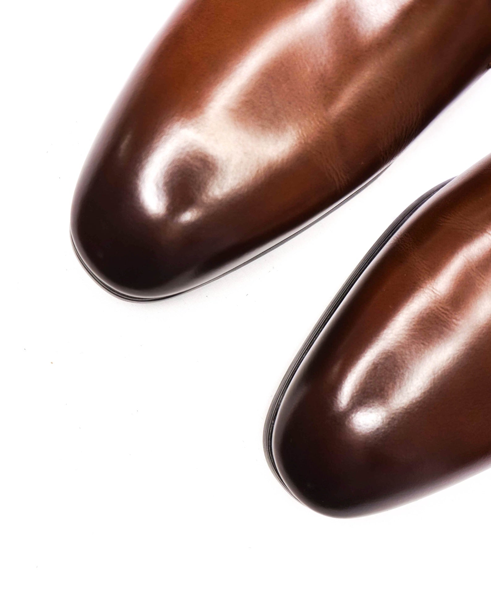 $750 SANTONI - 3-Eylet Patina Brown Leather Derby - US 9 (UK8)