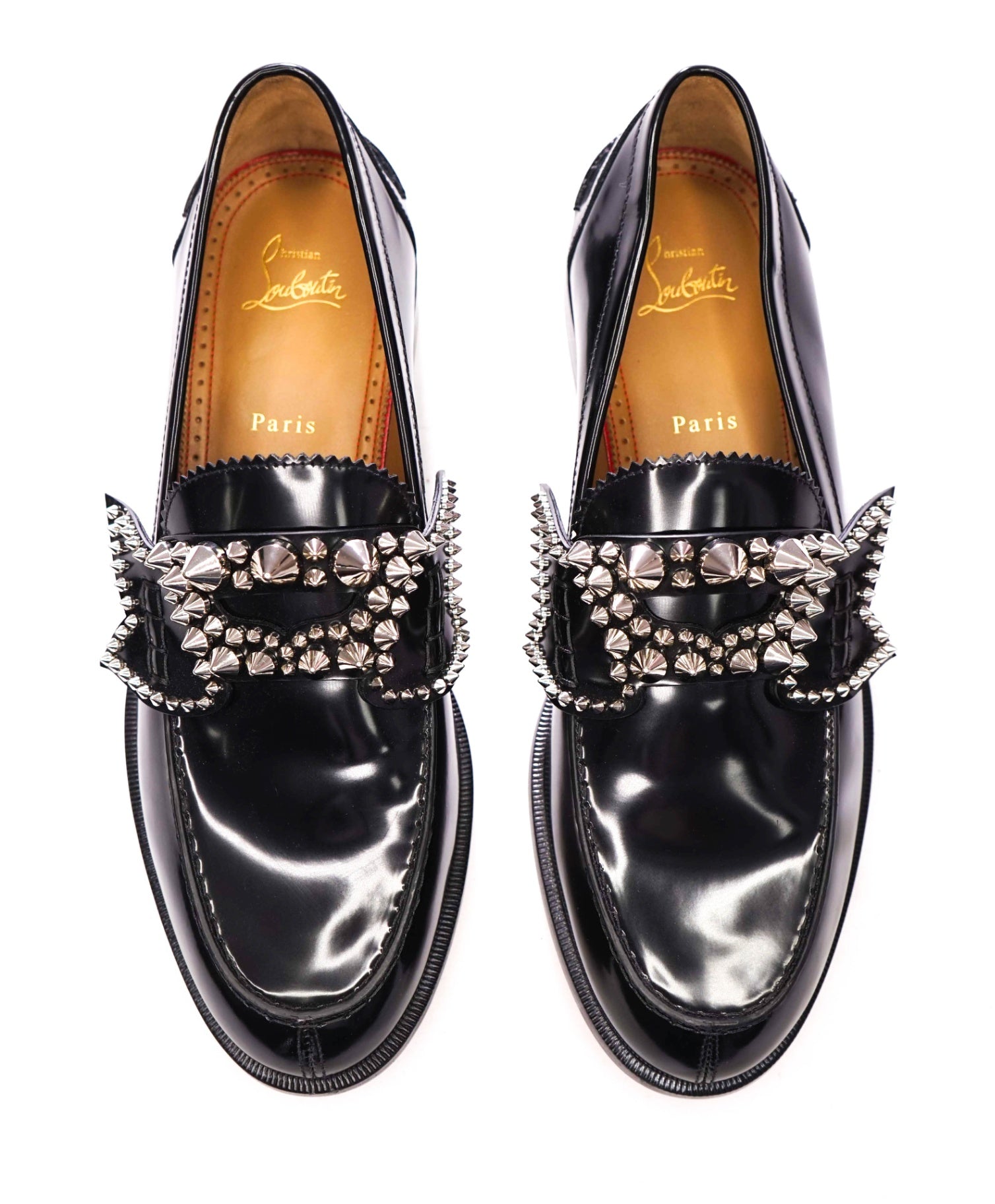 $1,245 CHRISTIAN LOUBOUTIN - Black No Penny Spike Loafers - US 10.5 (43.5EU)