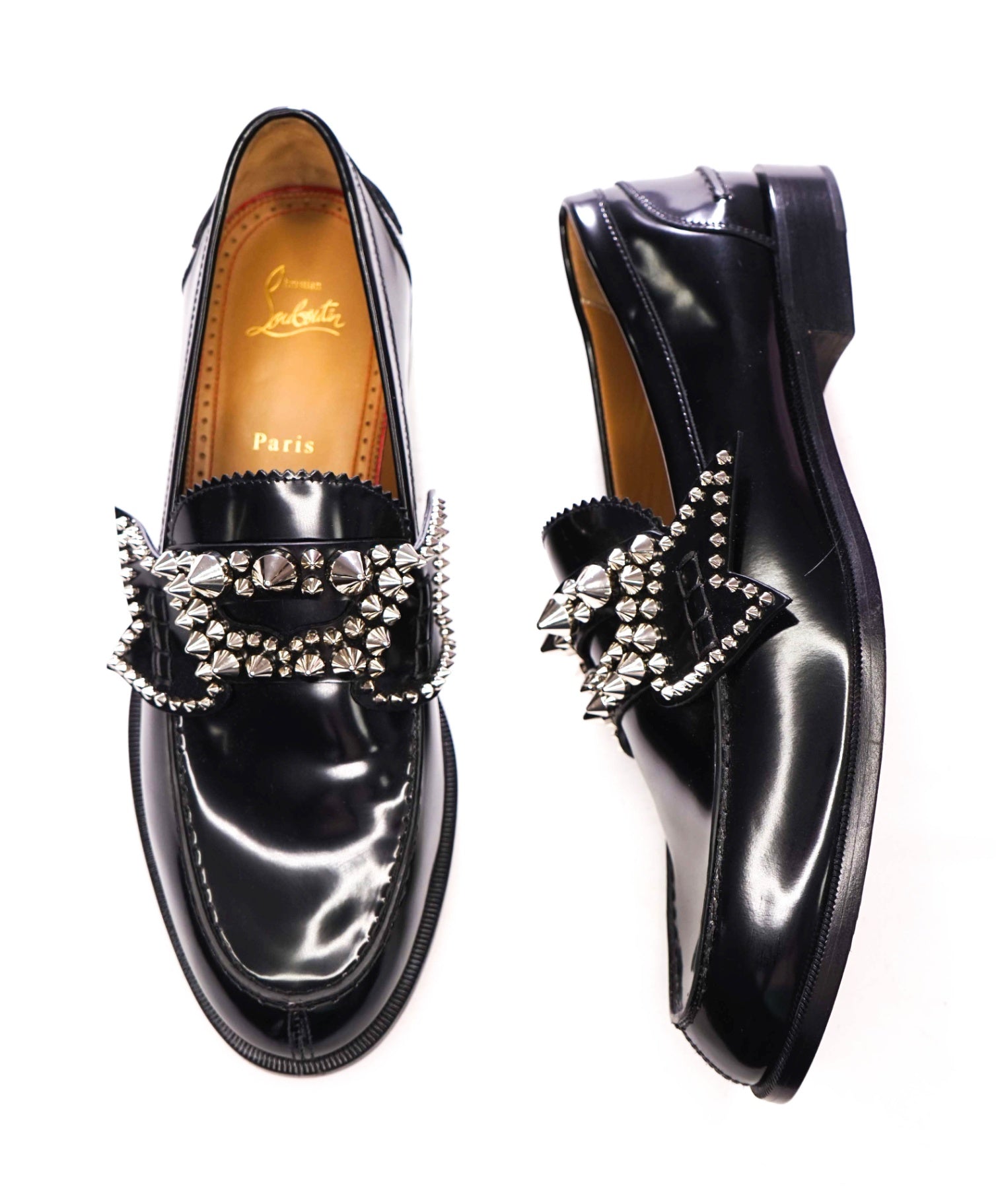 $1,245 CHRISTIAN LOUBOUTIN - Black No Penny Spike Loafers - US 10.5 (43.5EU)