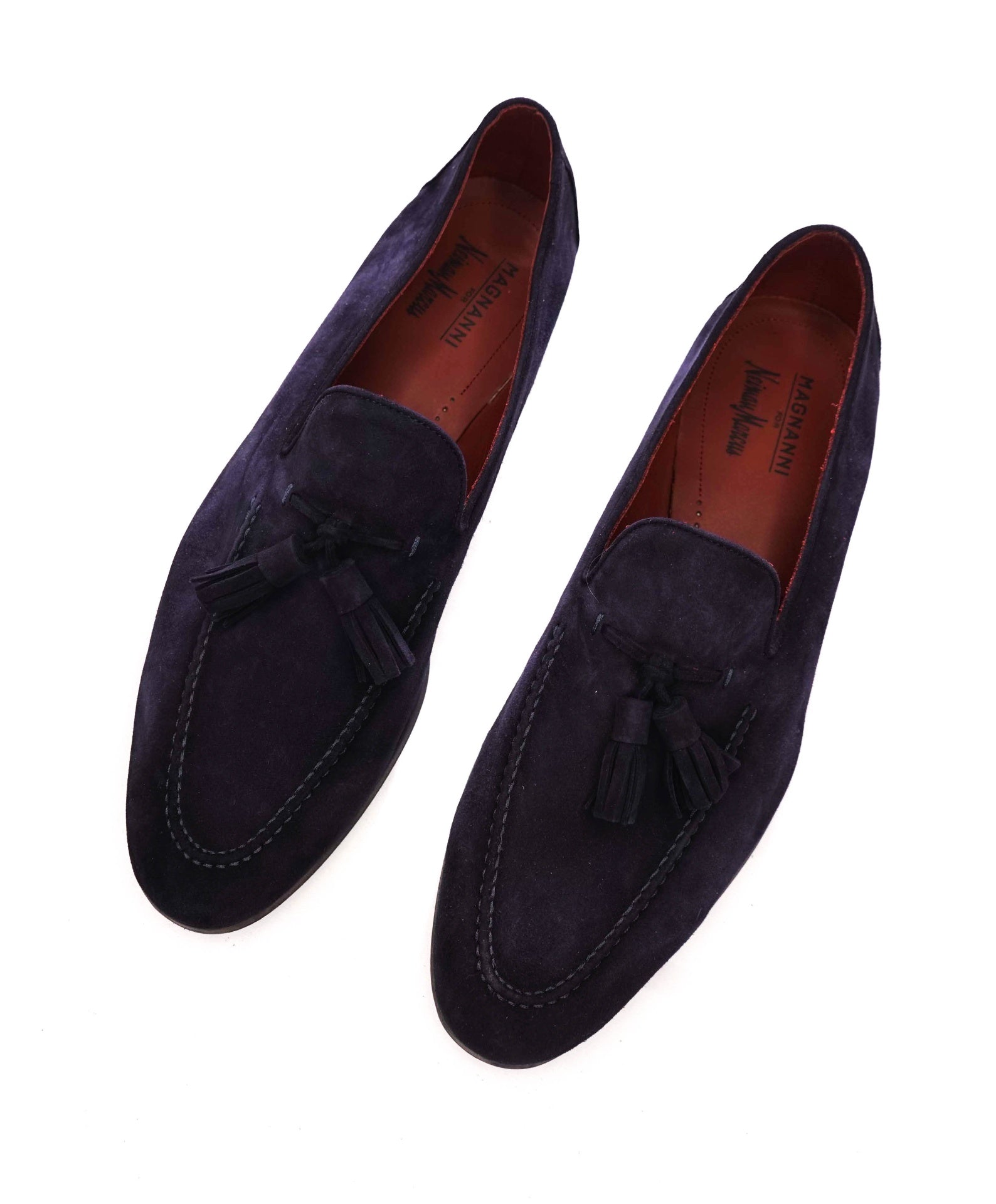 $450 MAGNANNI - Navy Blue Suede Tassel Loafers - 11 M