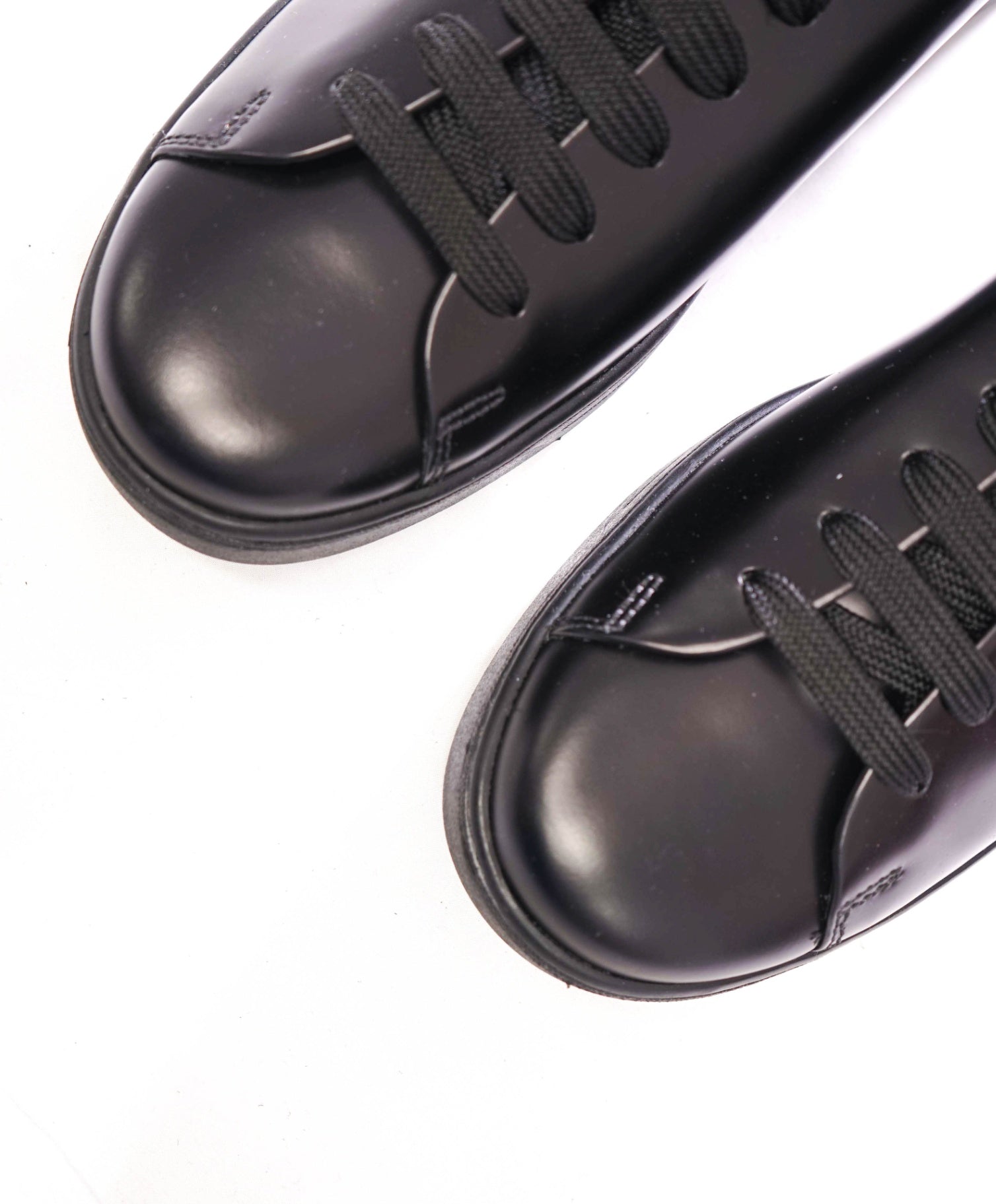 $1,150 PRADA - Black Leather Linea Rossa Sneakers - US 9.5 (UK8.5)