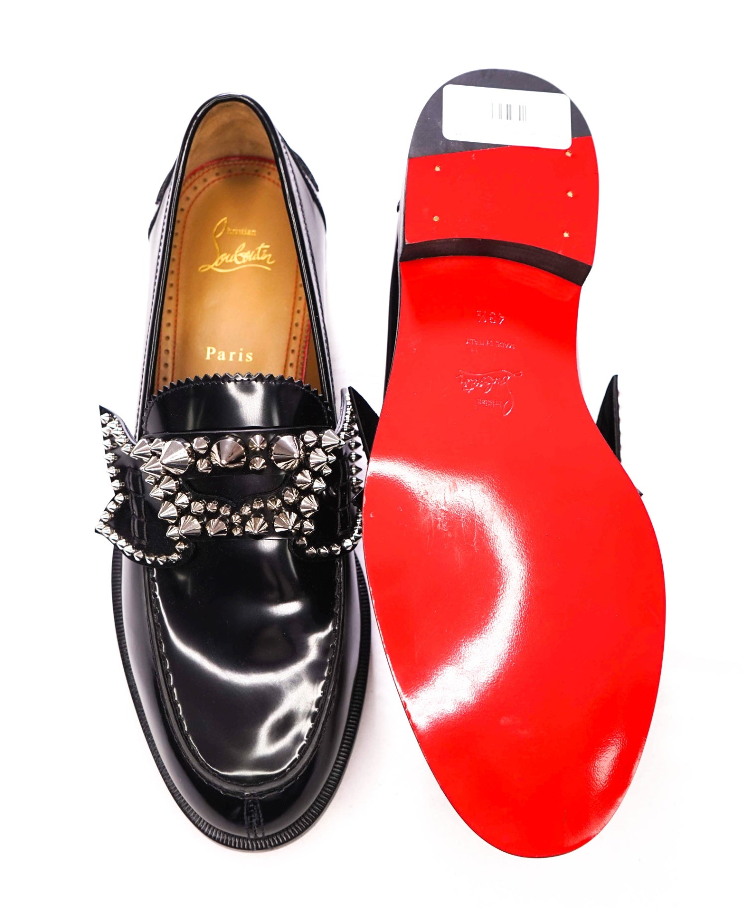 $1,245 CHRISTIAN LOUBOUTIN - Black No Penny Spike Loafers - US 10.5 (43.5EU)