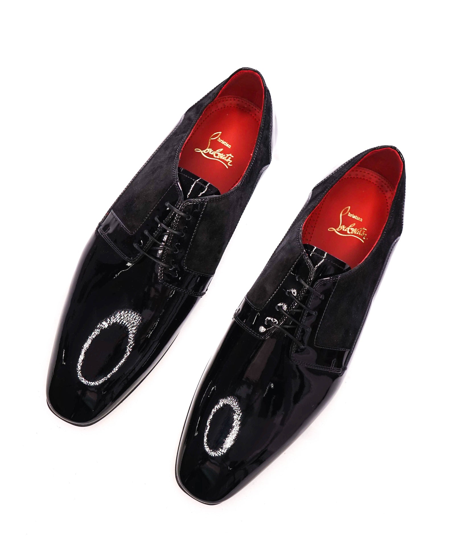 $1,090 CHRISTIAN LOUBOUTIN - Black Patent Leather/Suede *CHICKITO* Derbies - US 9 (42EU)
