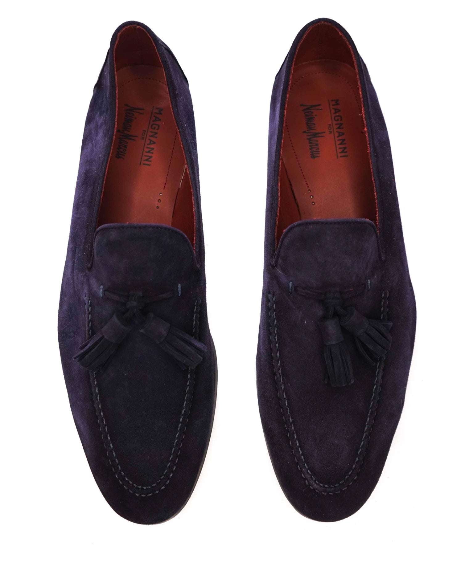$450 MAGNANNI - Navy Blue Suede Tassel Loafers - 11 M
