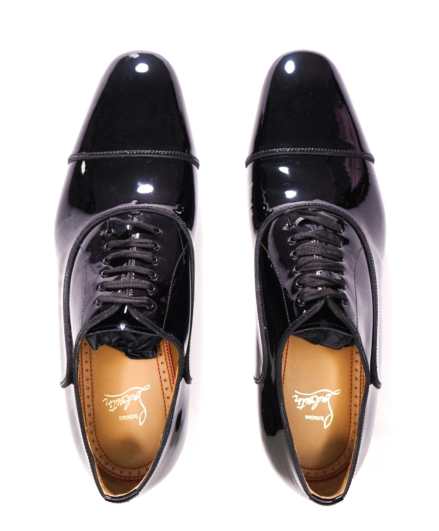 $1,100 CHRISTIAN LOUBOUTIN - *GREGGO PATENT* Leather Black Oxfords - US 9.5 (42.5EU)