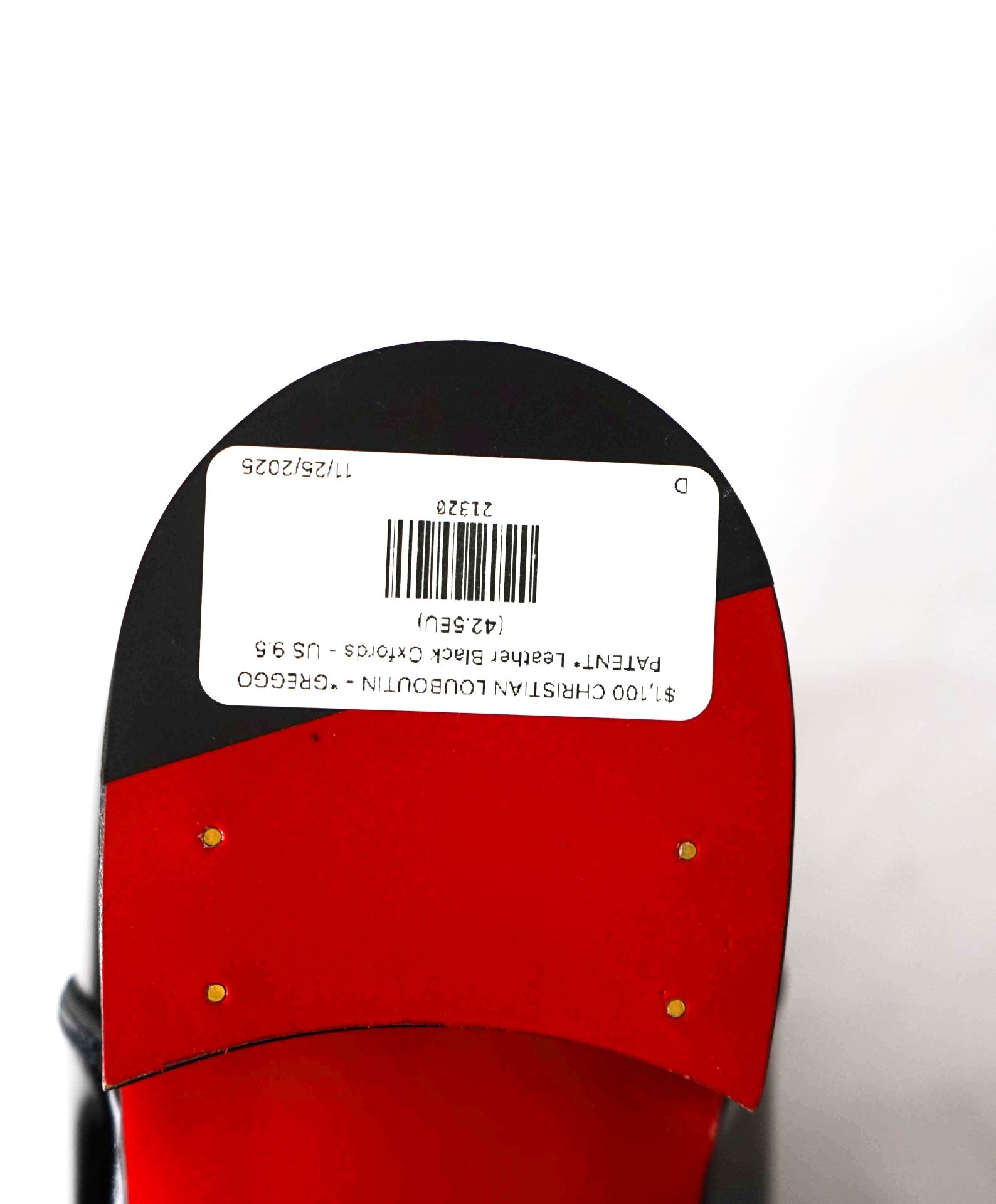 $1,100 CHRISTIAN LOUBOUTIN - *GREGGO PATENT* Leather Black Oxfords - US 9.5 (42.5EU)
