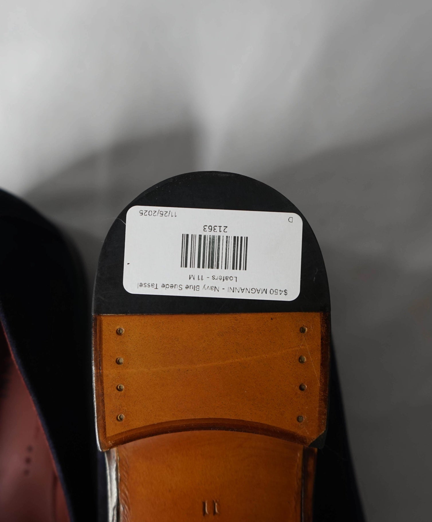 $450 MAGNANNI - Navy Blue Suede Tassel Loafers - 11 M