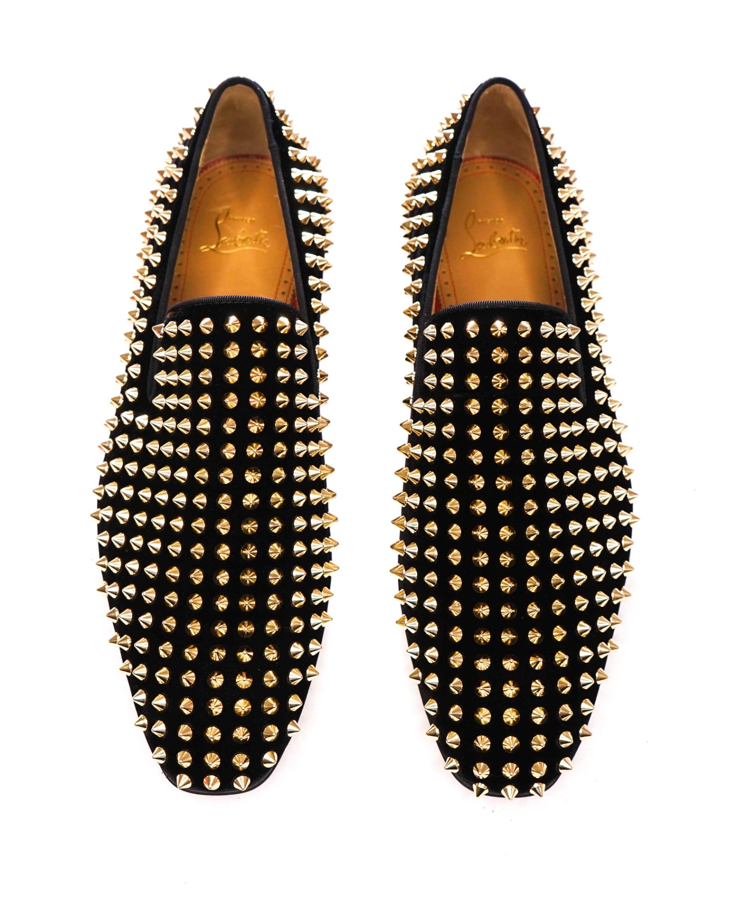 $1,395 Christian Louboutin Black Velvet Dandelion Spikes Loafers - US 8.5 (41.5EU)