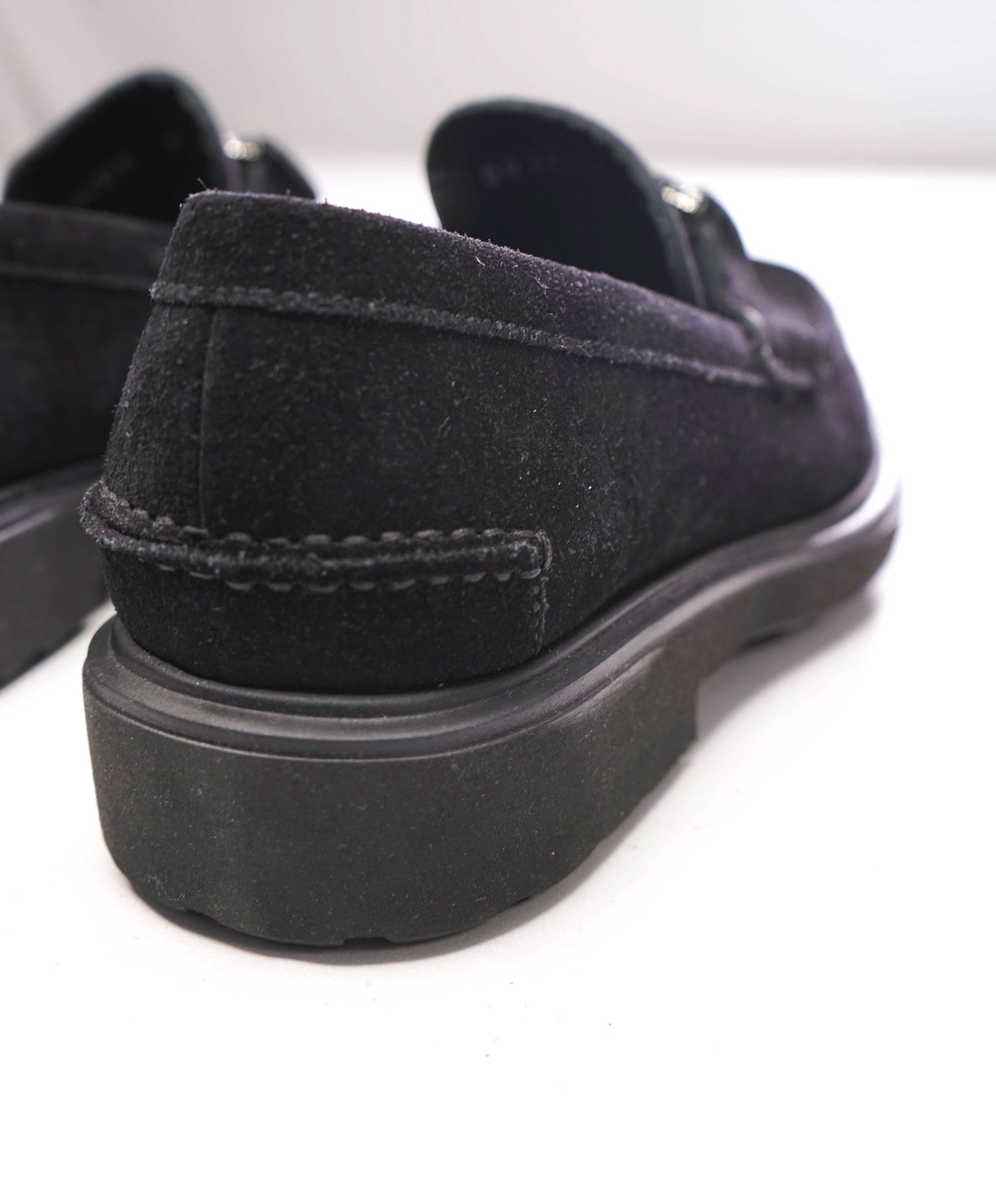 $850 FERRAGAMO - Black Suede *GRIMES* Sardegna Buckle Loafers - 8 D