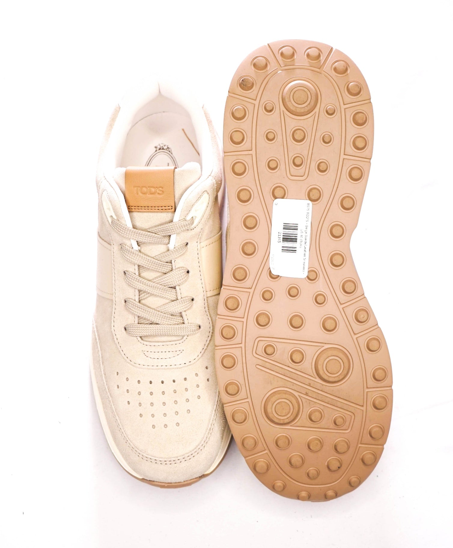 $975 TOD'S - Beige Ivory Gray Suede/Leather Sneakers - US 10 (9UK)