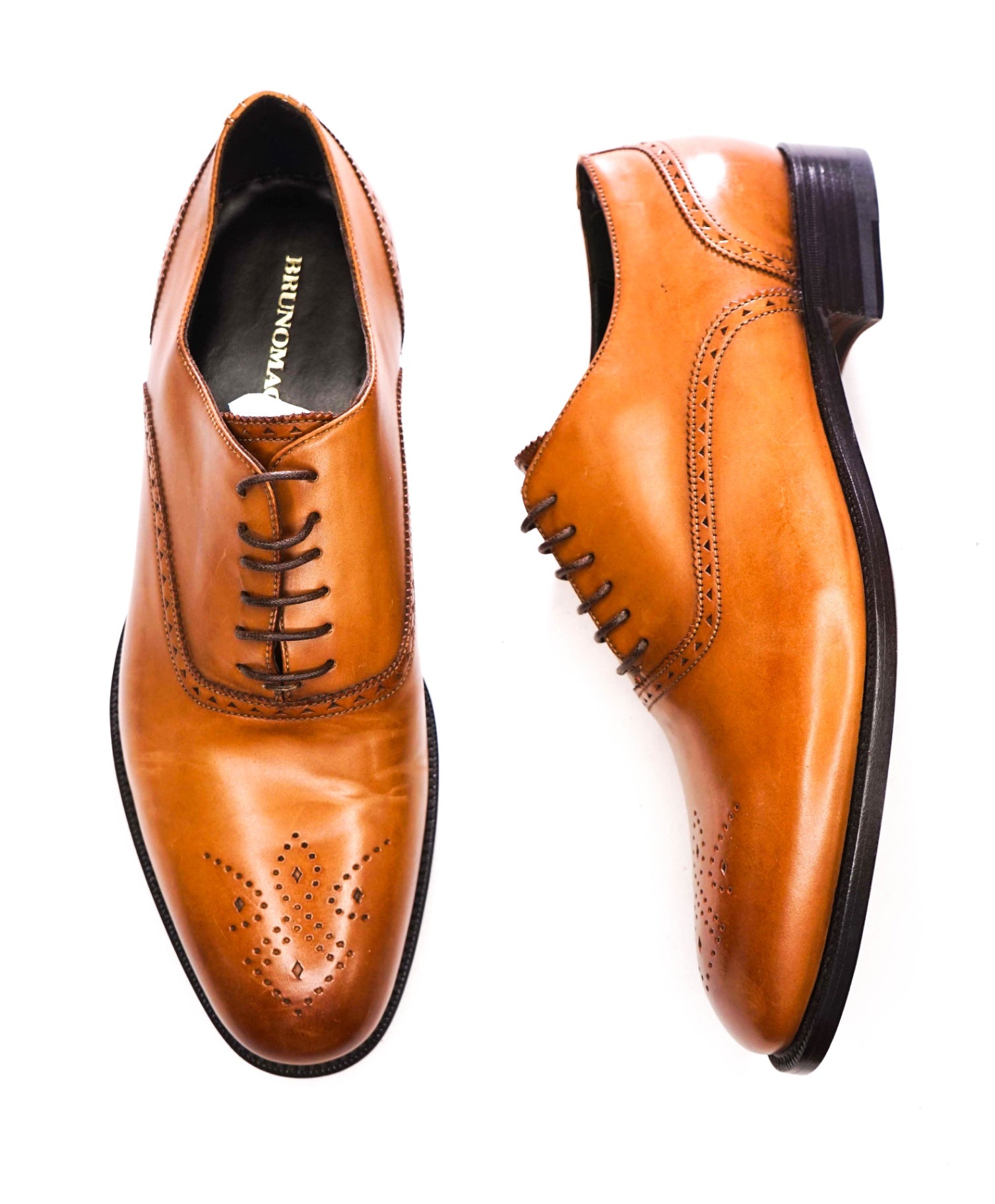 BRUNO MAGLI - Brown Leather HAND PATINA Oxfords