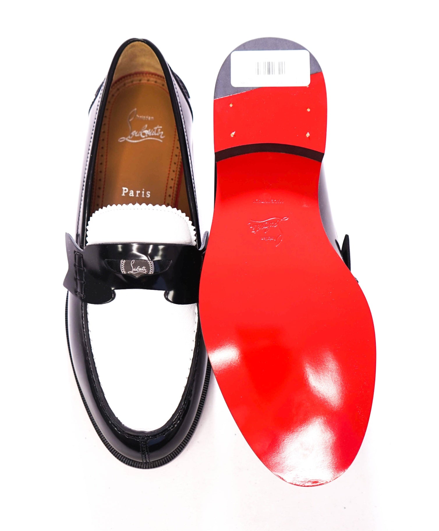 $1,145 CHRISTIAN LOUBOUTIN - *PENNY* Black/White Loafers - US 8 (41EU)