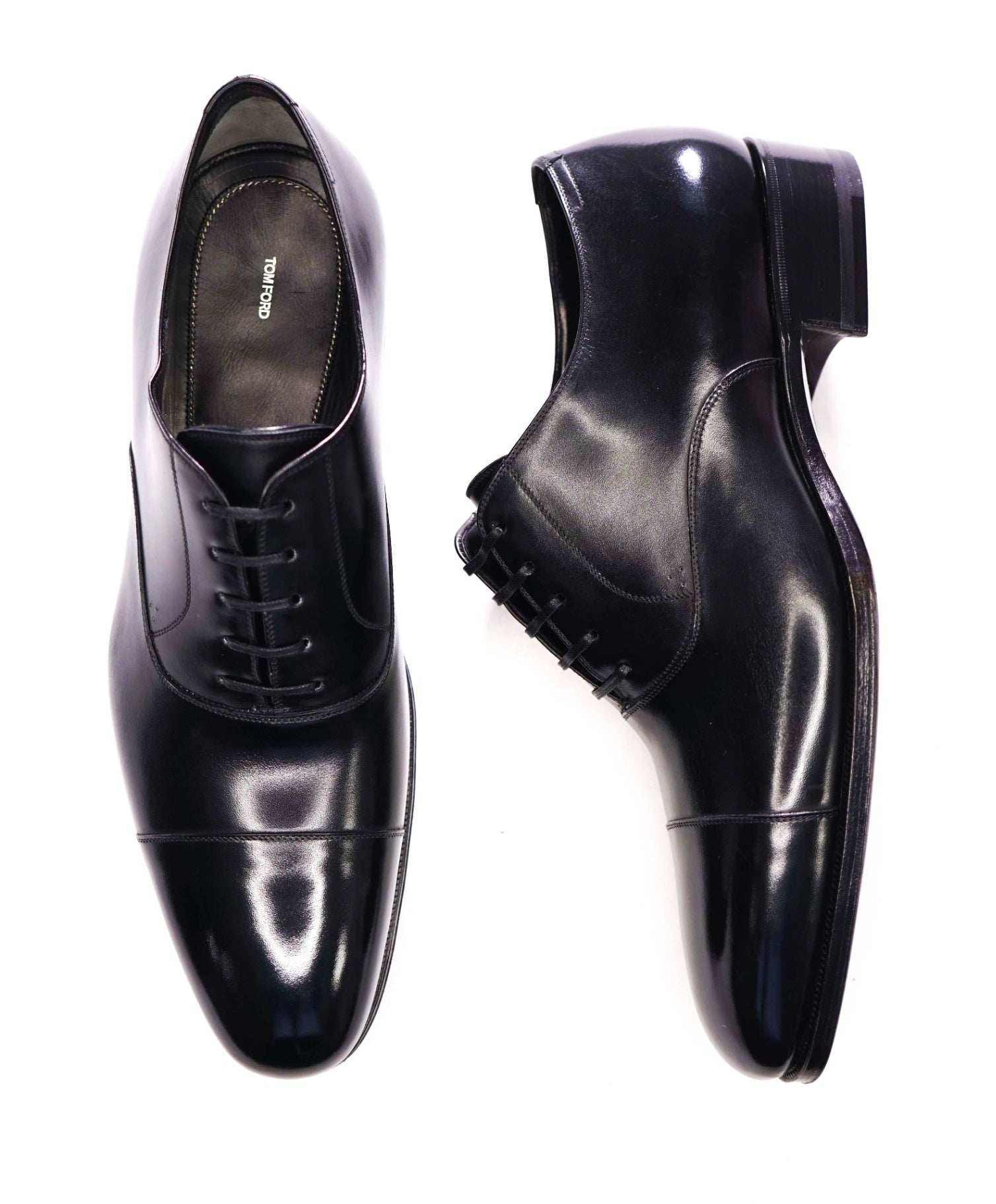 $1,990 TOM FORD - Black Leather Oxfords - US 7.5 3E (7TF)