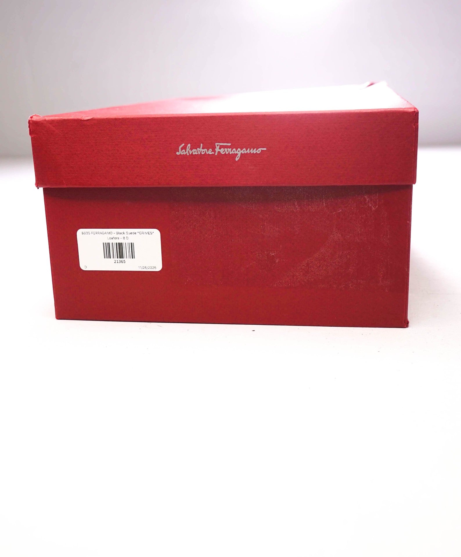 $850 FERRAGAMO - Black Suede *GRIMES* Sardegna Buckle Loafers - 8 D