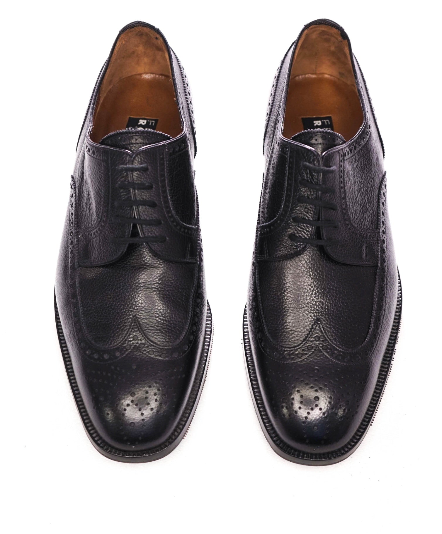 $700 FRATELLI ROSSETTI - Black Wingtip Leather Derby - US 9.5 (UK8.5)
