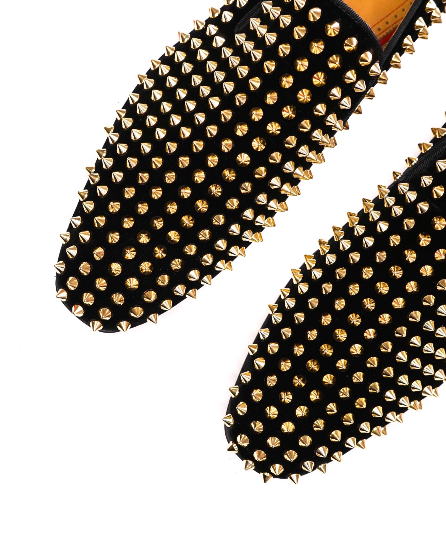 $1,395 Christian Louboutin Black Velvet Dandelion Spikes Loafers - US 8.5 (41.5EU)