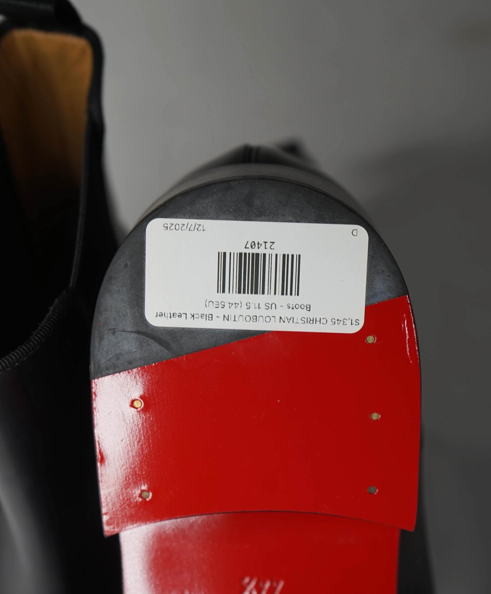 $1,345 CHRISTIAN LOUBOUTIN - "Samson" Black Leather Boots - US 11.5 (44.5EU)