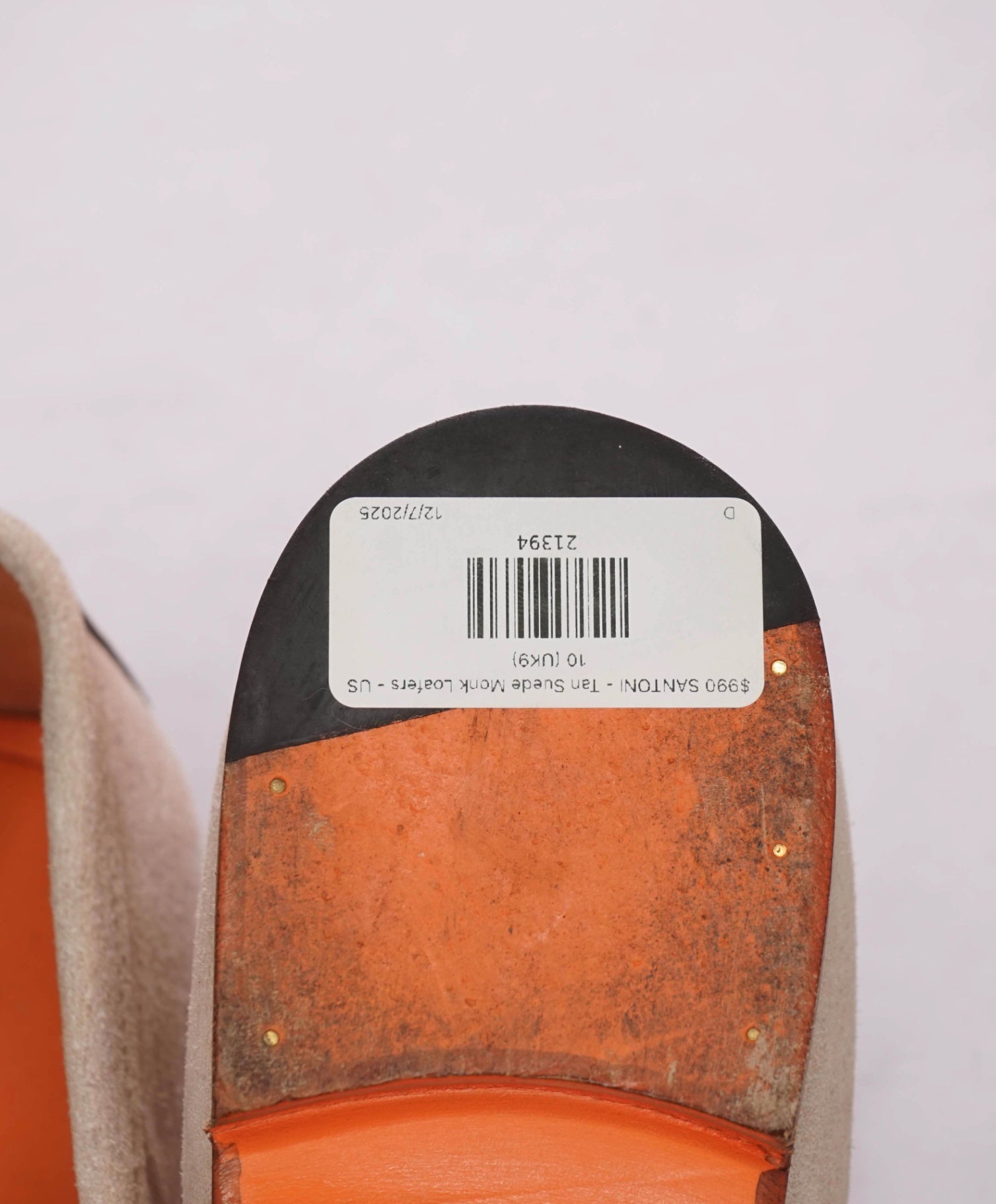 $990 SANTONI - Tan Suede "GOODYEAR" Monk Strap Loafers - US 10 (UK9)