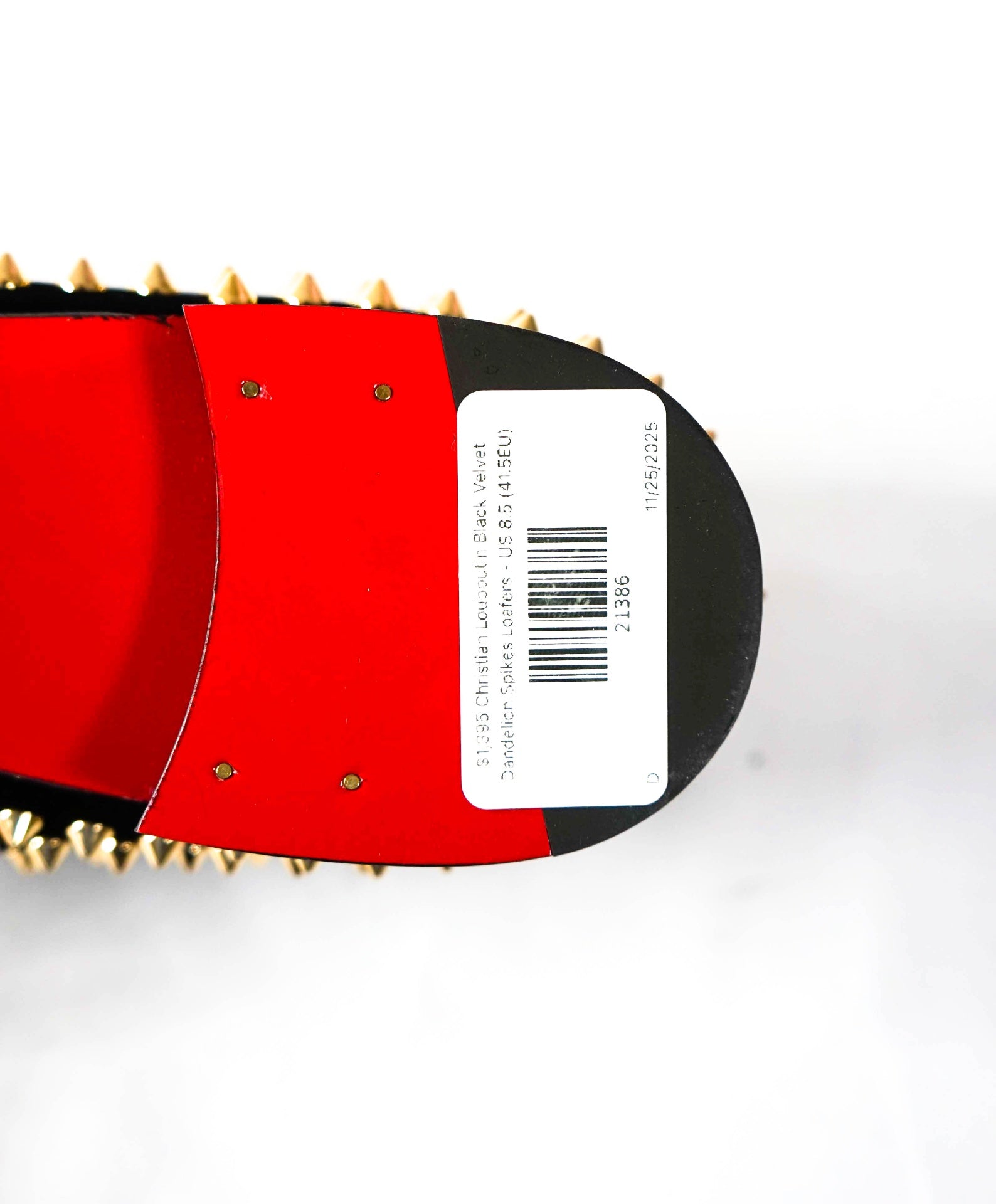 $1,395 Christian Louboutin Black Velvet Dandelion Spikes Loafers - US 8.5 (41.5EU)