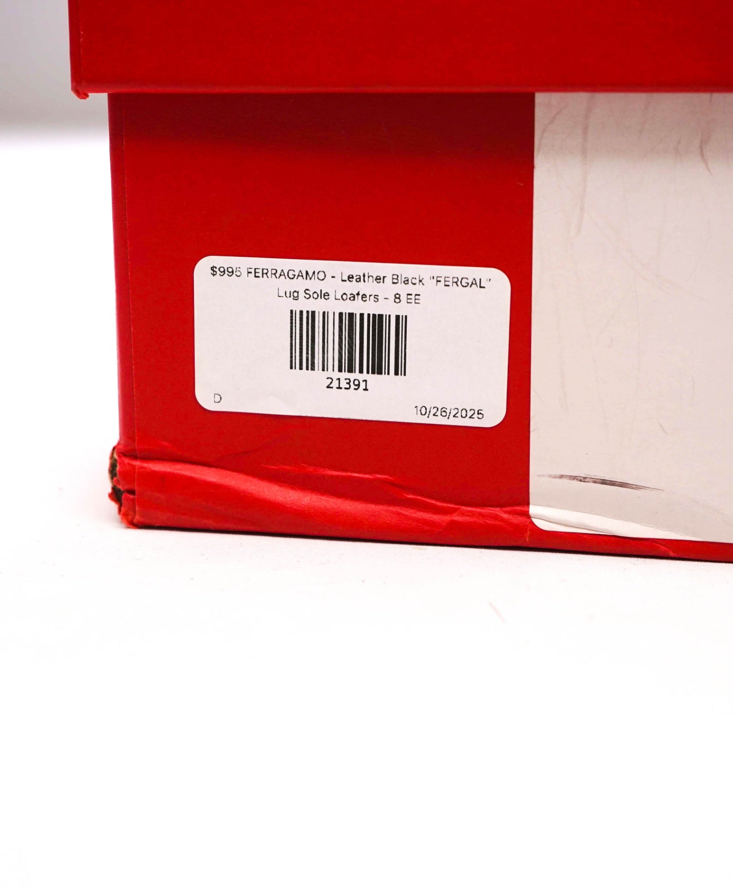 $995 FERRAGAMO - Leather Black "FERGAL" Lug Sole Loafers - 10.5 EE