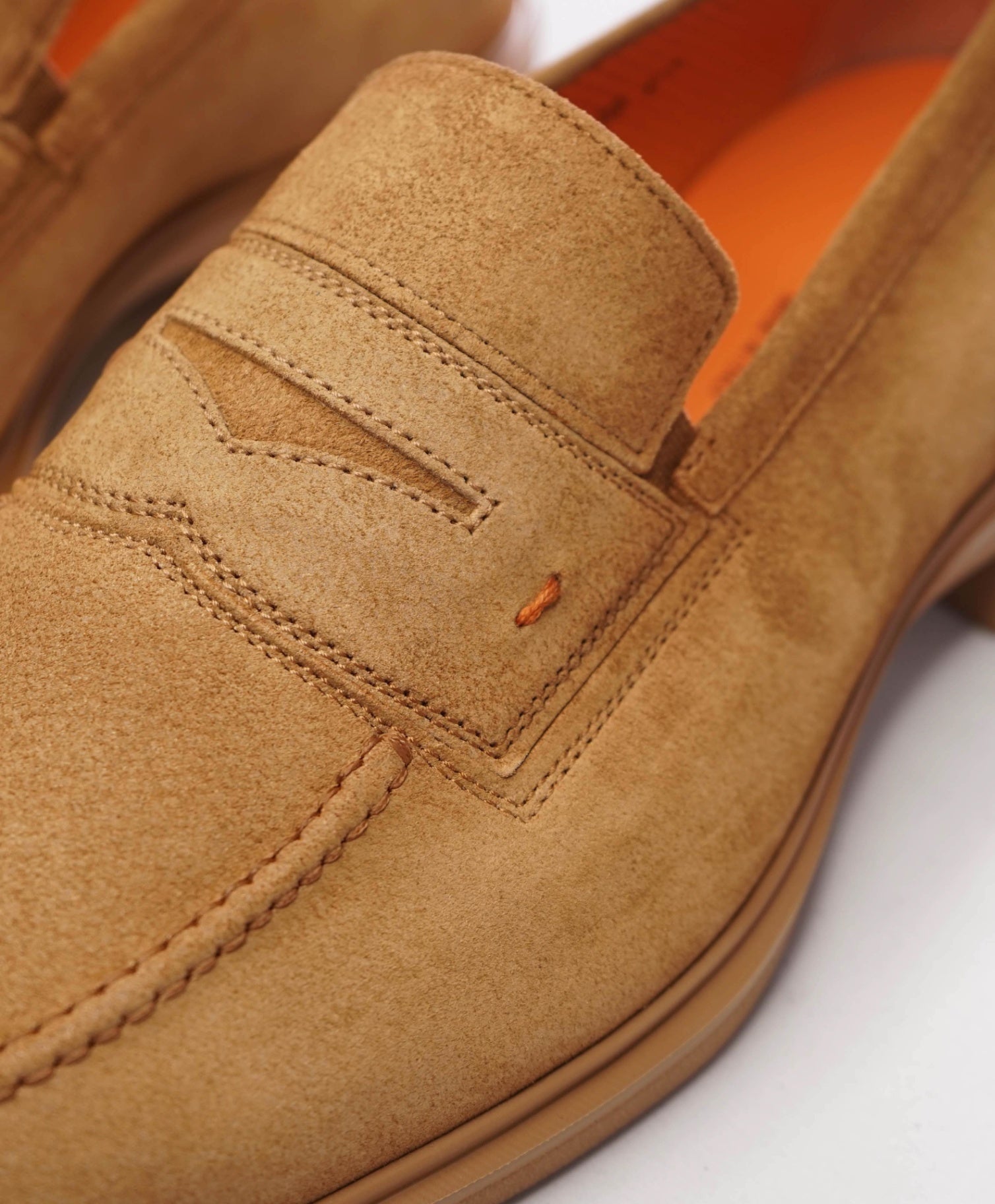 $750 SANTONI "Easy" Light Brown Sand Suede Loafers - US 9.5 (UK8.5)