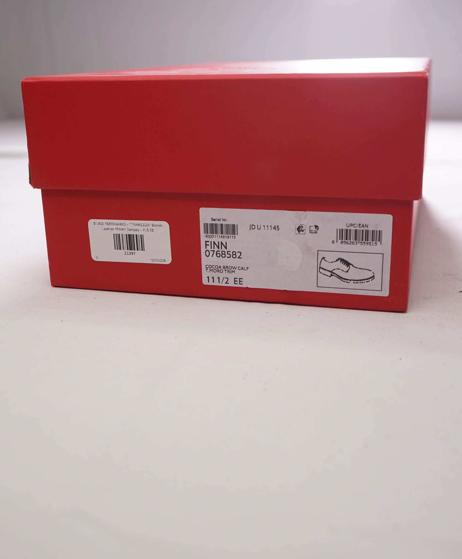 $1,450 FERRAGAMO - "TRAMEZZA" Brown Leather *FINN* Derbies - 11.5 EE