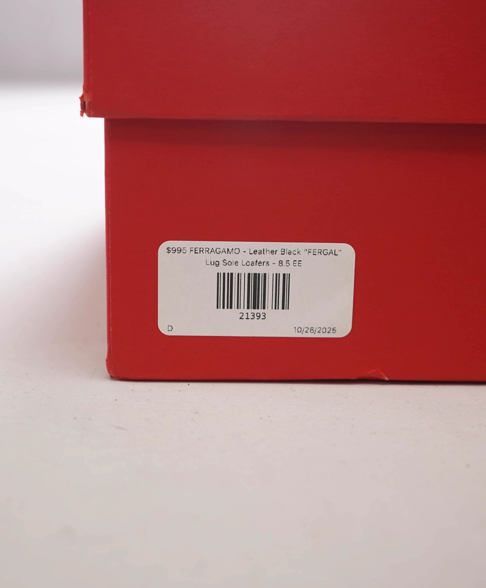 $995 FERRAGAMO - Leather Black "FERGAL" Lug Sole Loafers - 8.5 EE