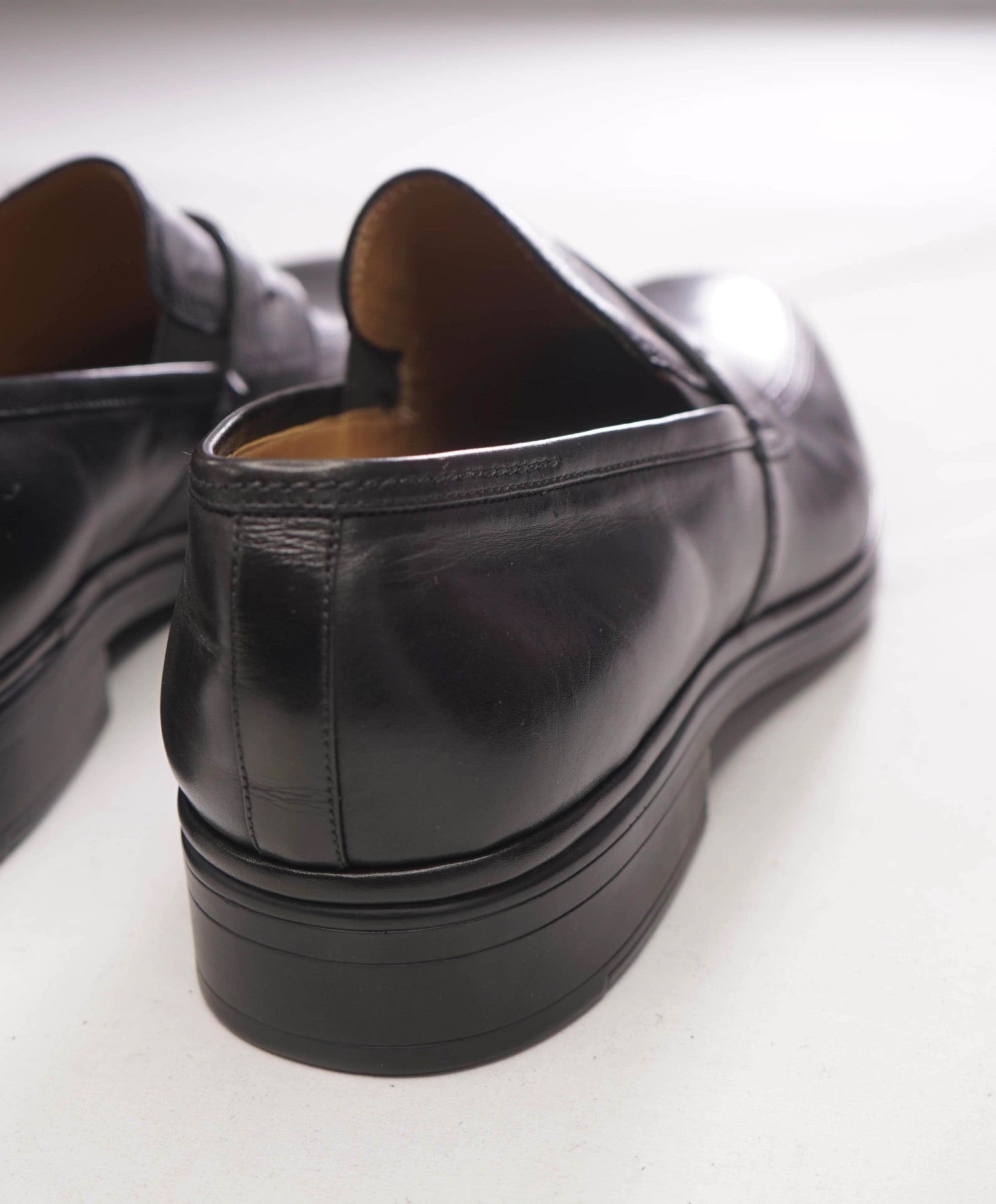 $800 BALLY - Black Leather Penny Loafers - US 12 (11UK)
